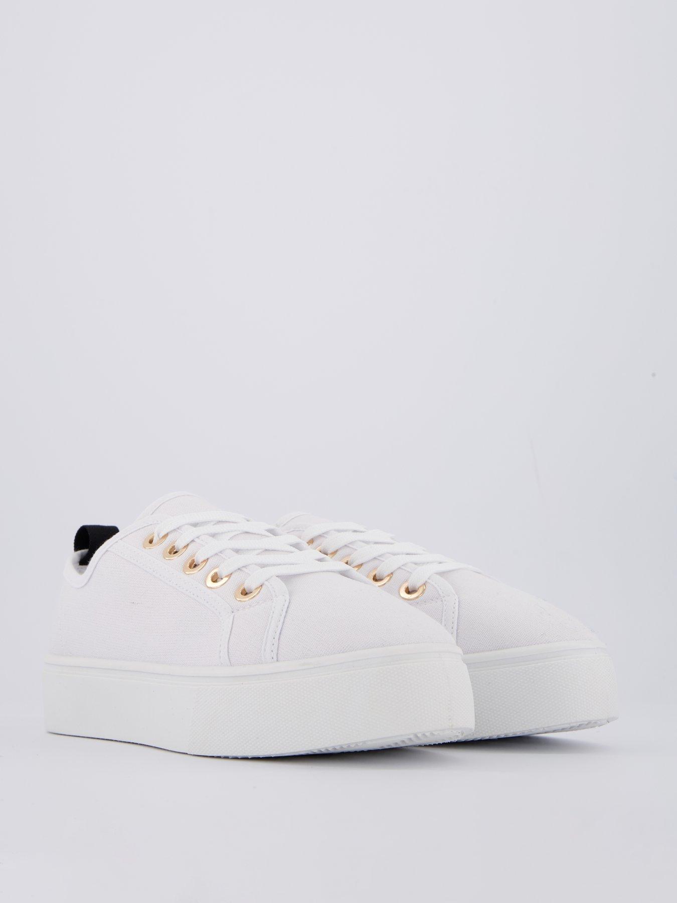 Image 6 of 7 of Everyday Standard Canvas Lace Up Platform Trainer - White