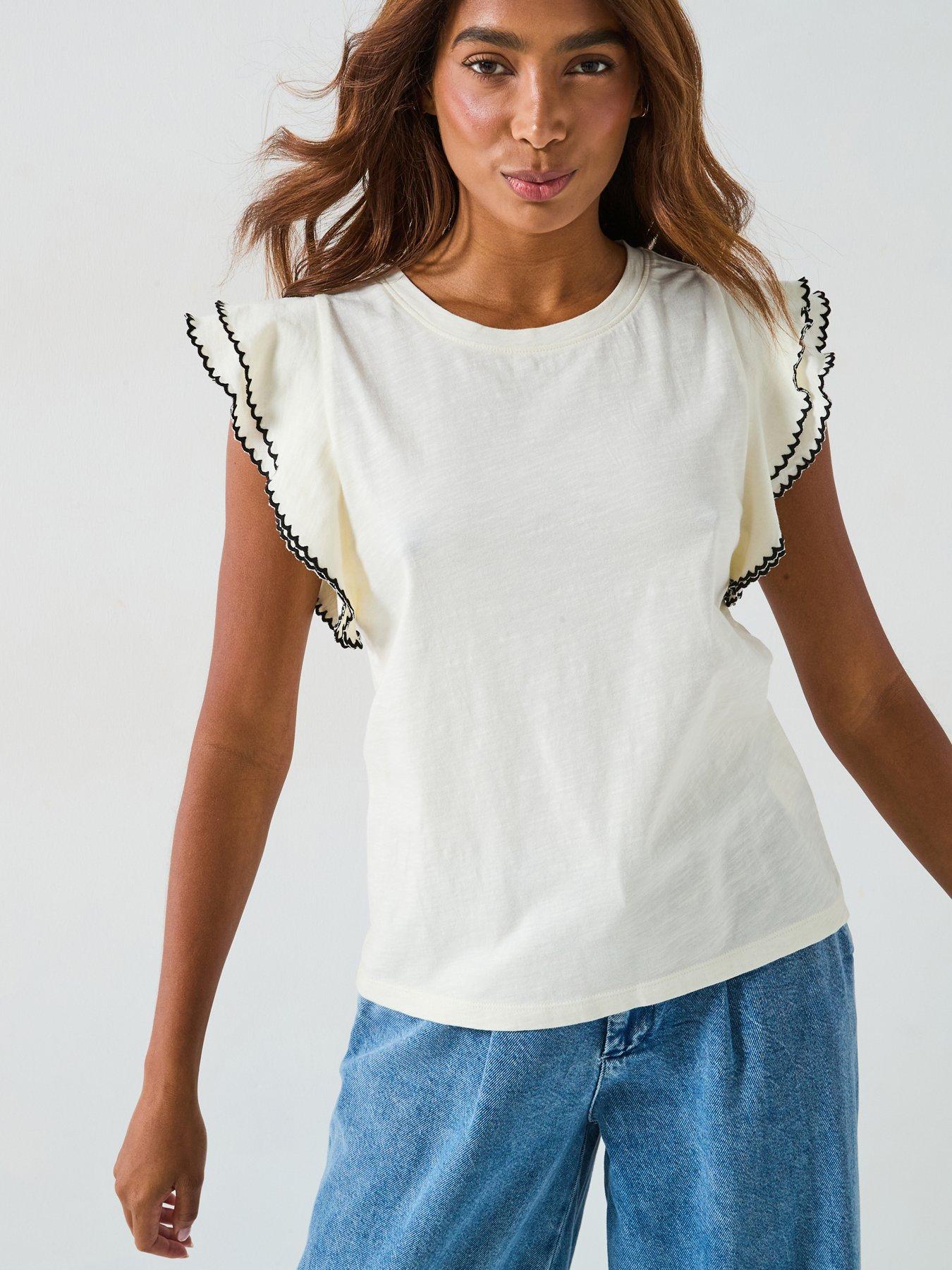 V by Very Frill Detailed Shoulder - Cream