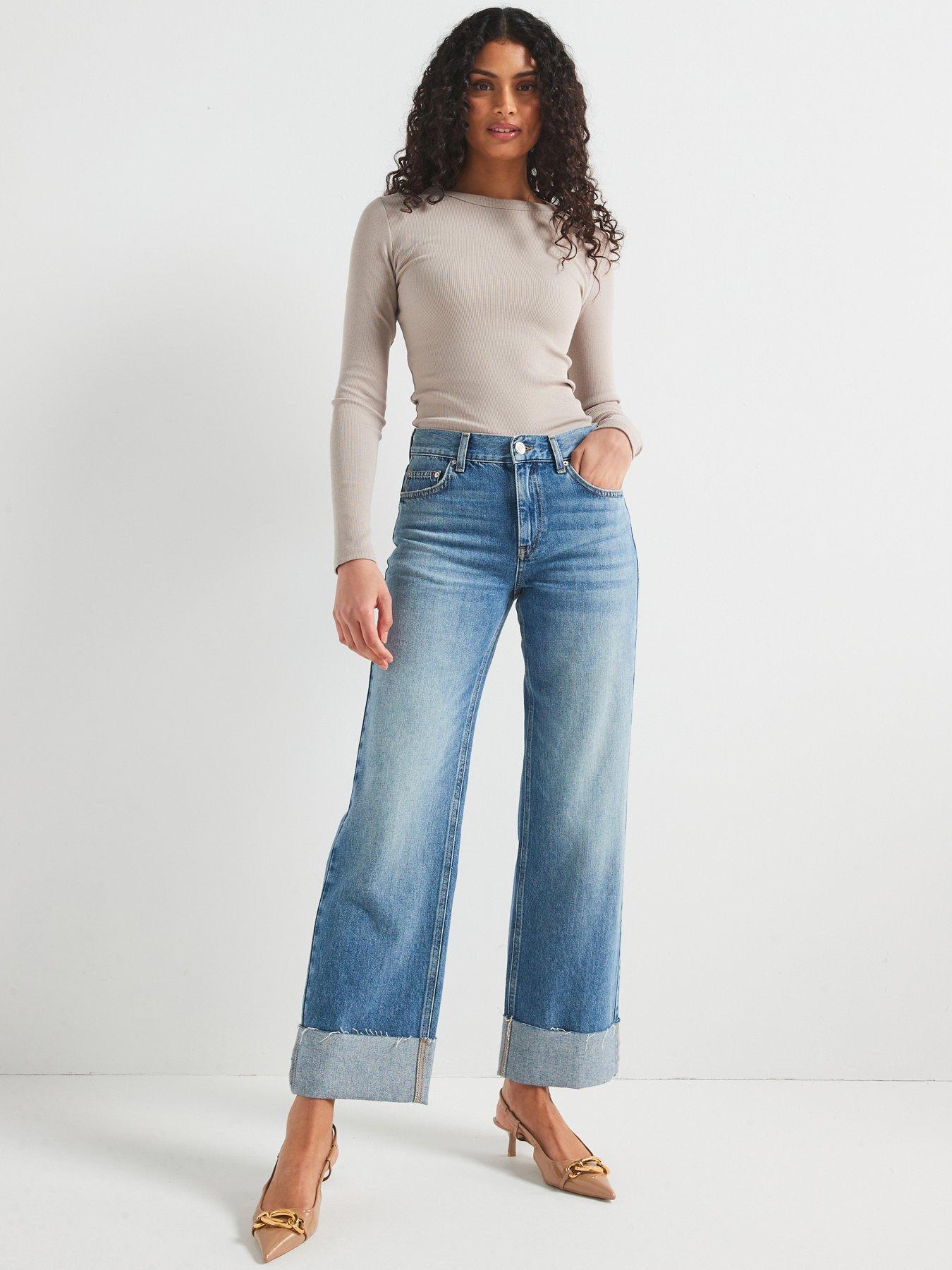 Image of V by Very Everyday Long Sleeve Rib T-Shirt- Beige