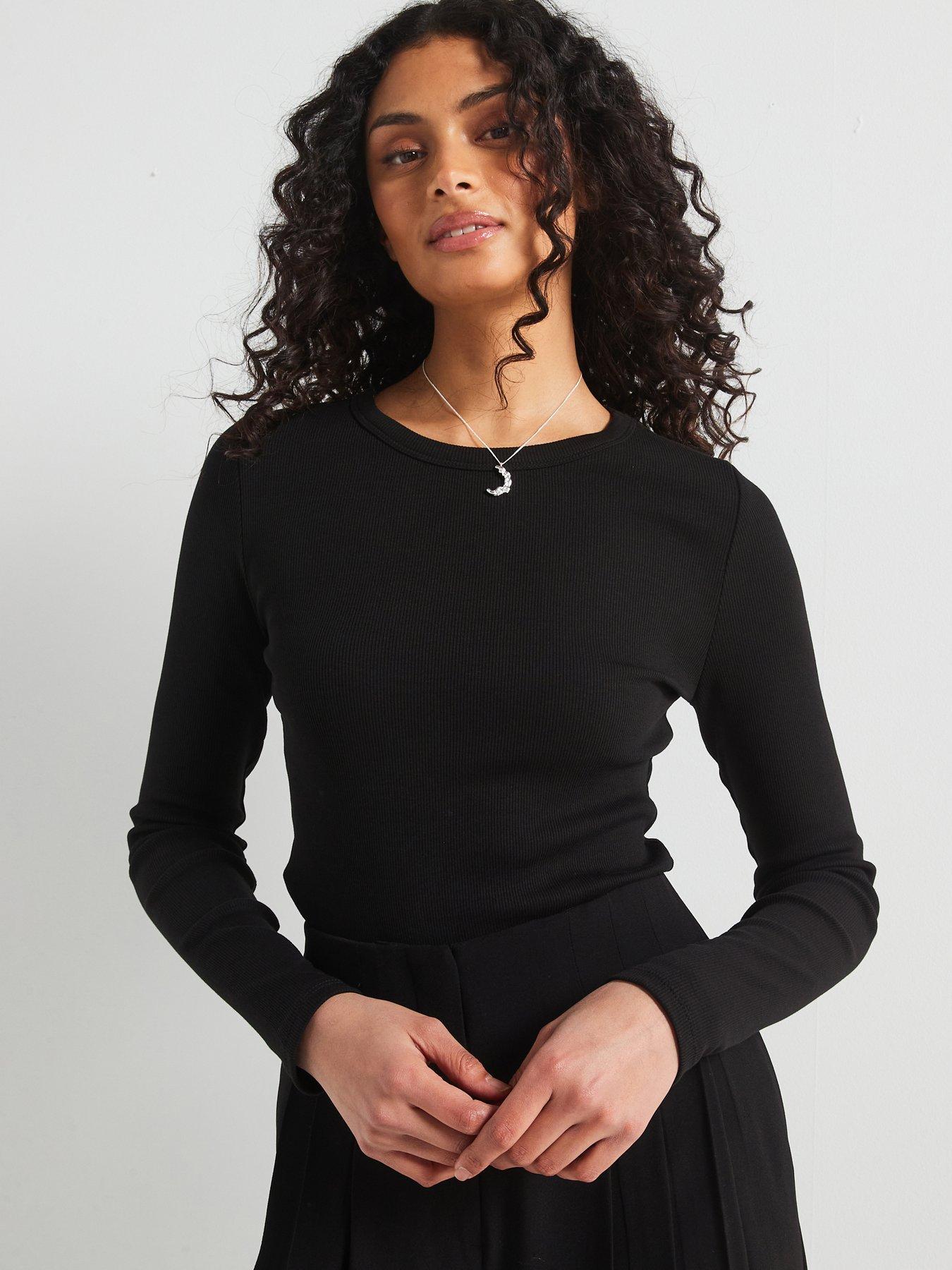 The Very Collection Everyday Long Sleeve Rib T-Shirt - Black