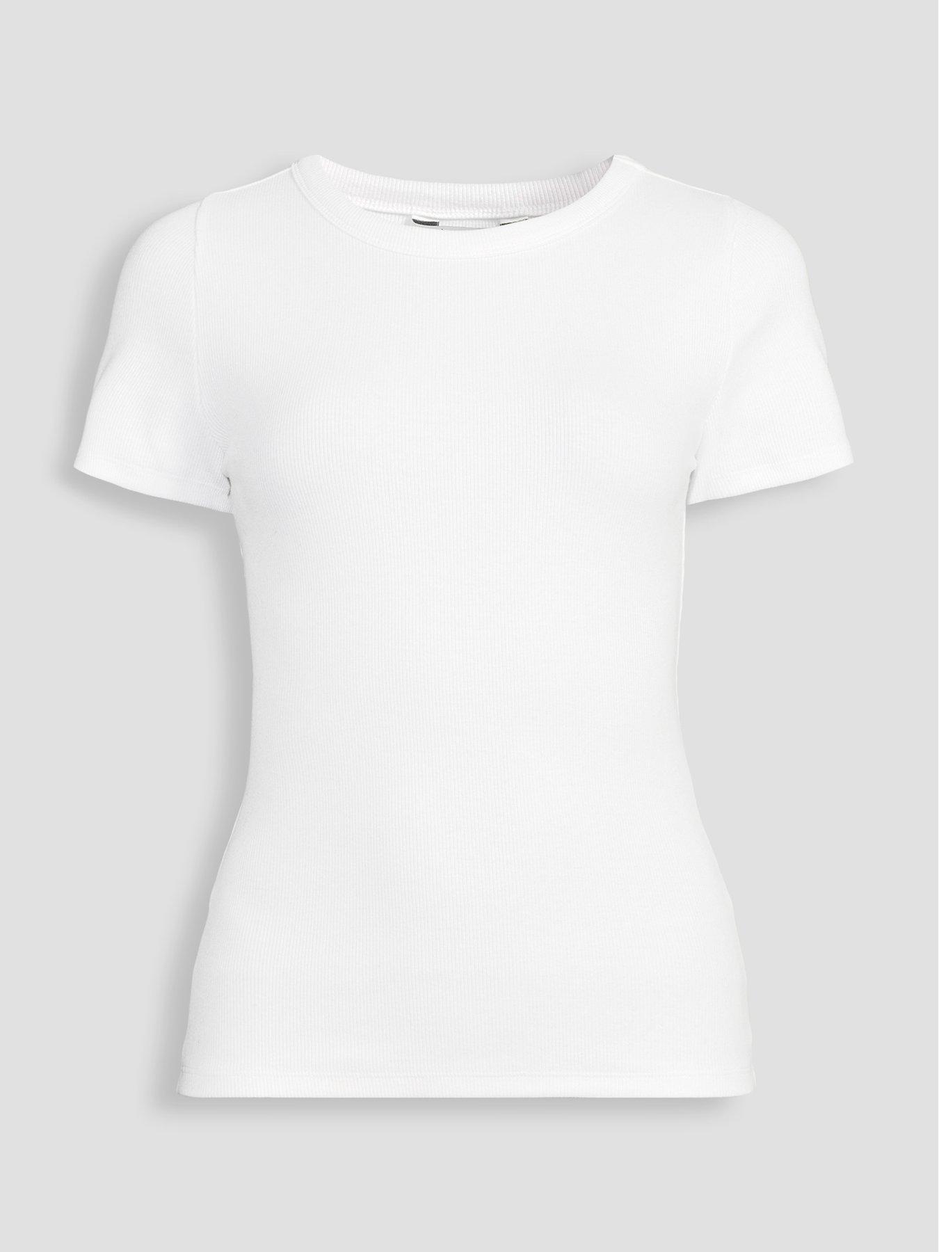 Image 7 of 7 of The Very Collection Womens Stretch Rib Crew Neck T-Shirt - White