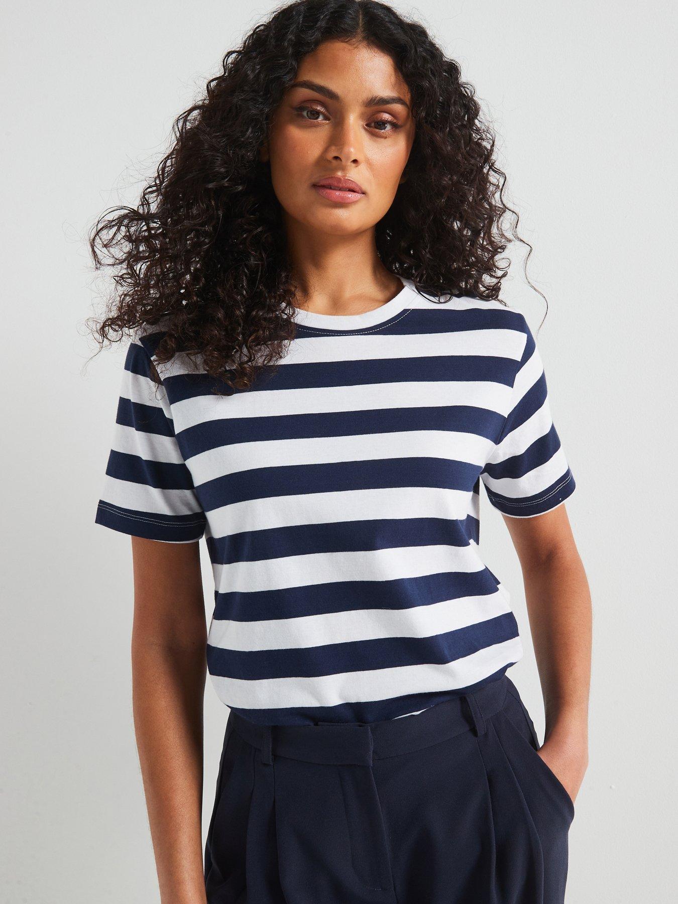 Image of V by Very The Essential Crew Neck T-Shirt - Stripe - Multi