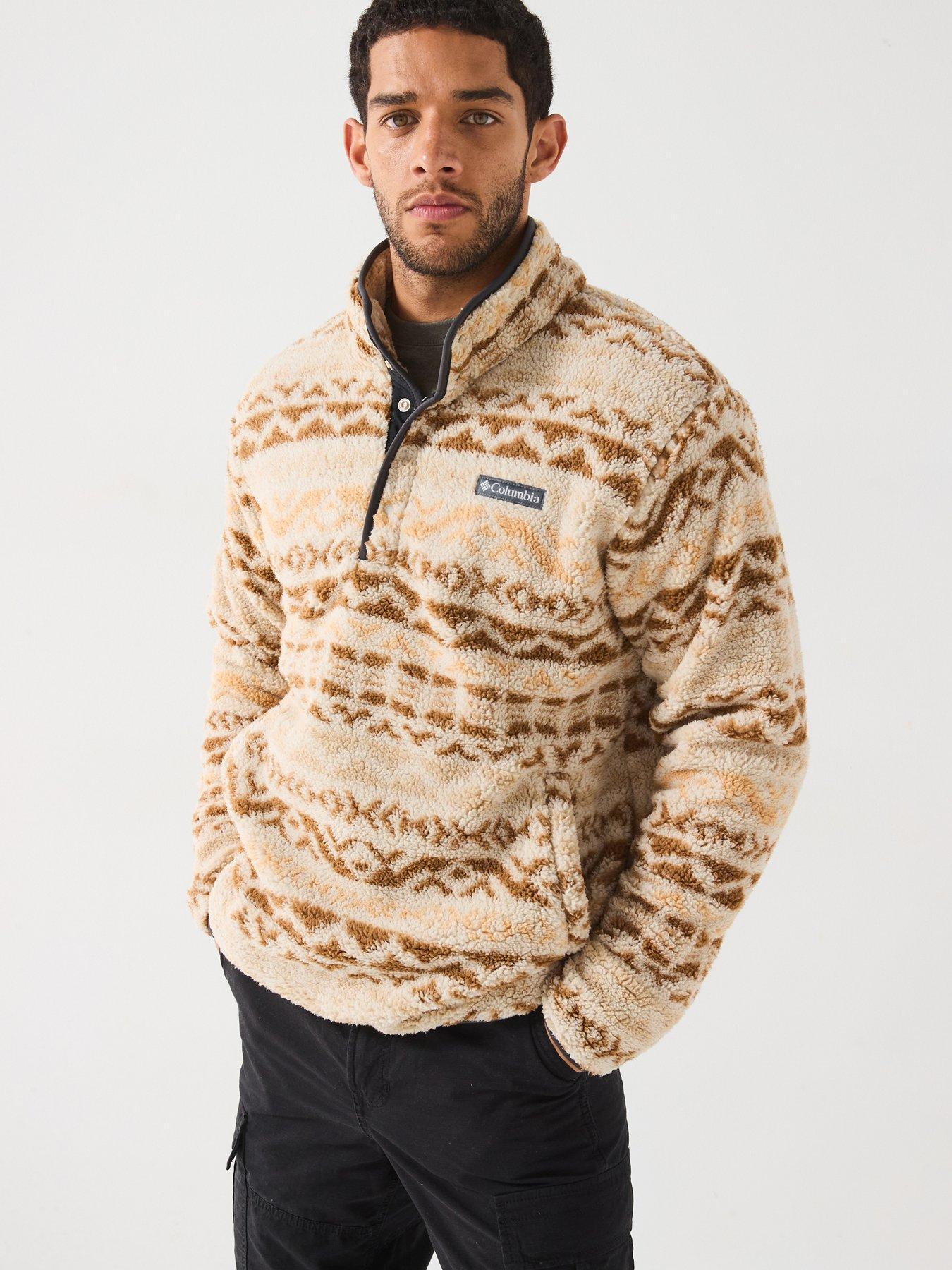 columbia-mens-rugged-ridge-half-snap-fleece-beige-print