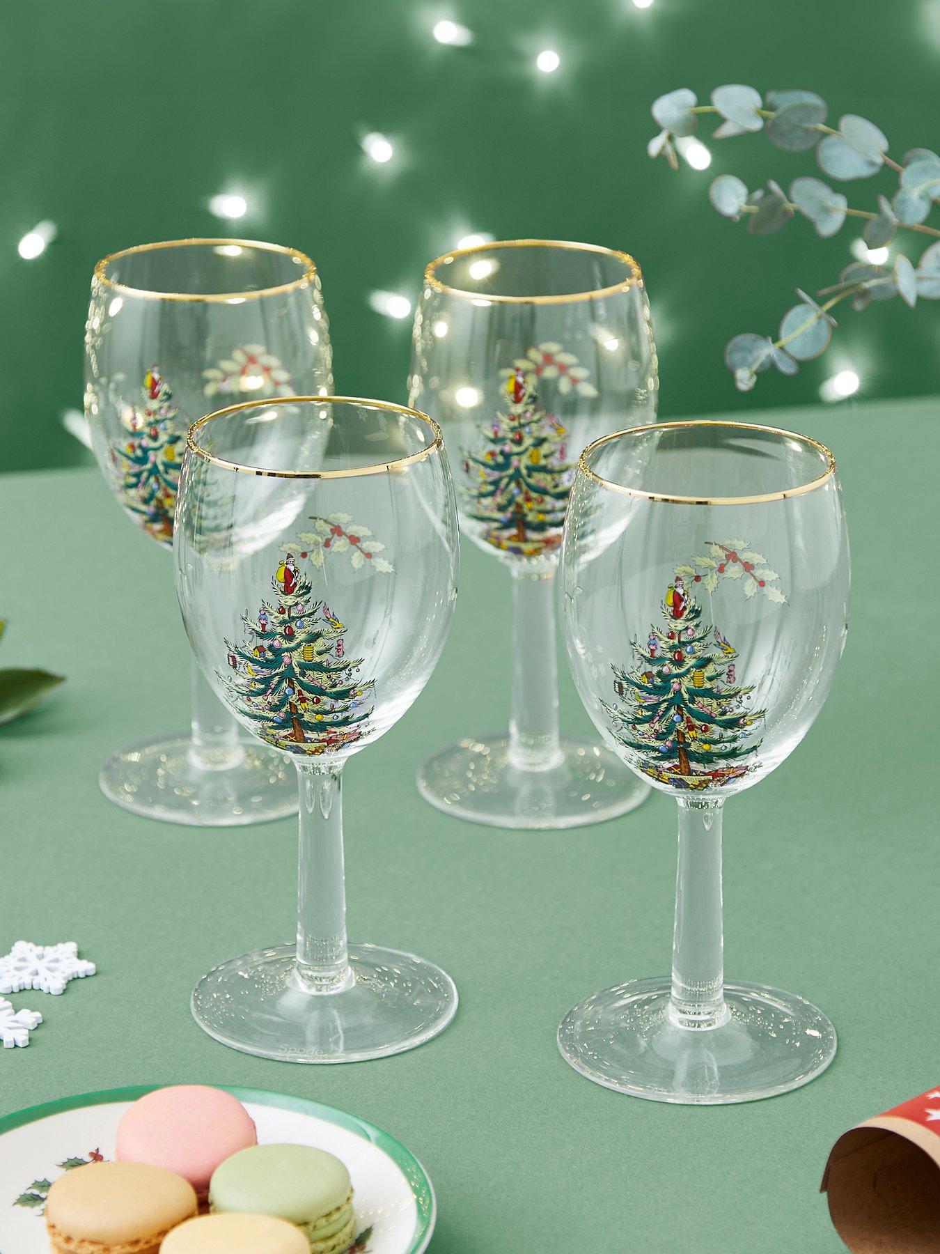 Spode Christmas Tree Wine Glasses - Set of 4