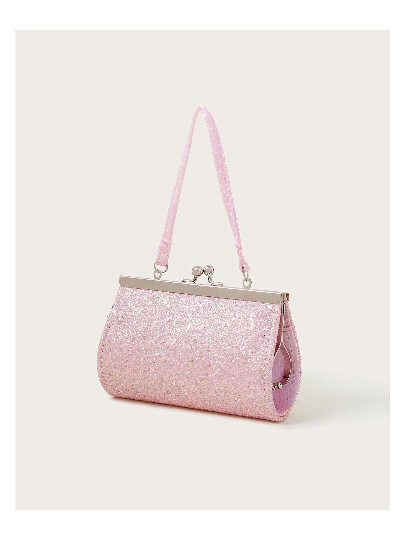 Image 2 of 3 of Monsoon Girls Glitter Bow Mini Frame Bag - Pink