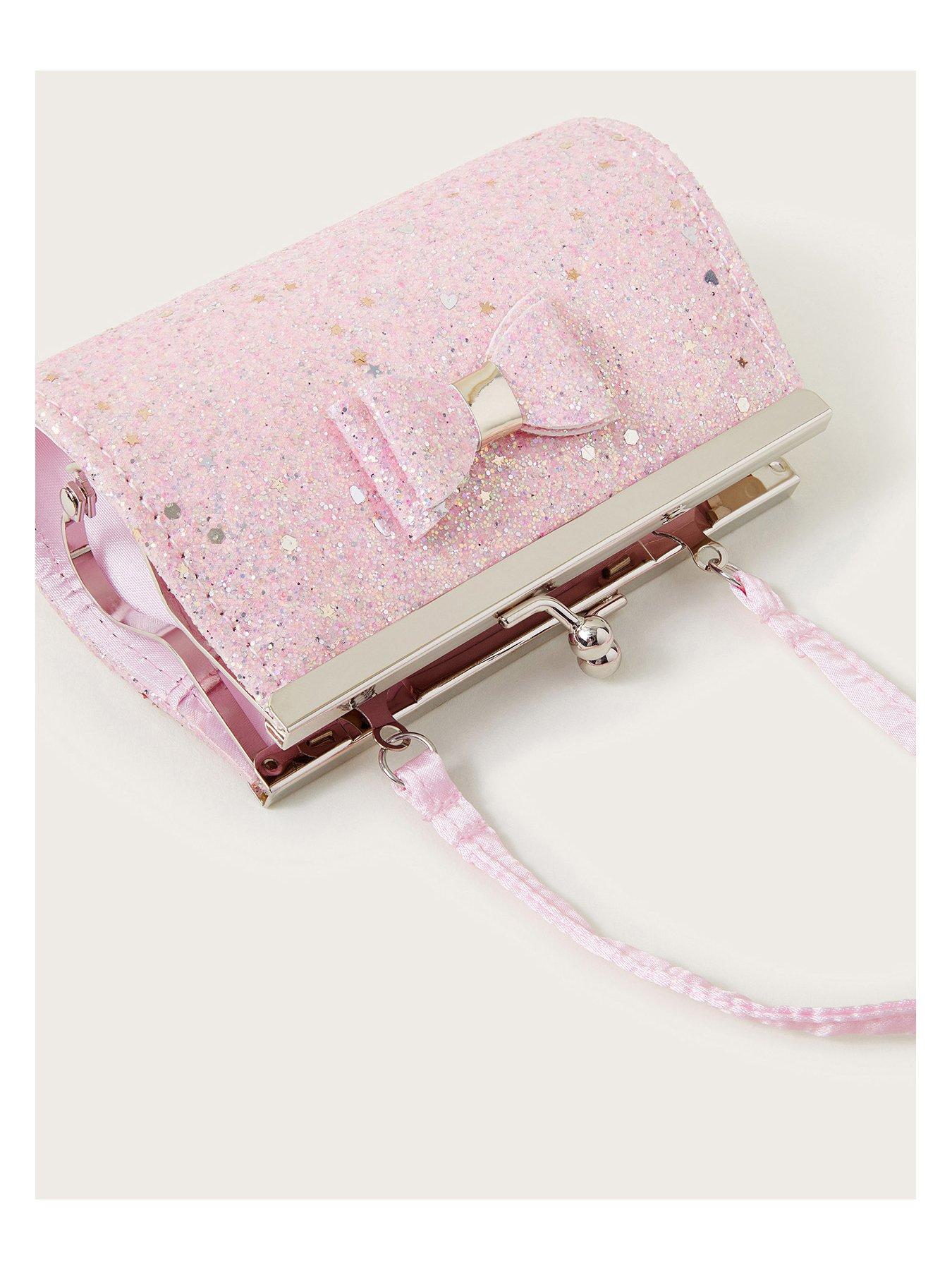 Image 3 of 3 of Monsoon Girls Glitter Bow Mini Frame Bag - Pink