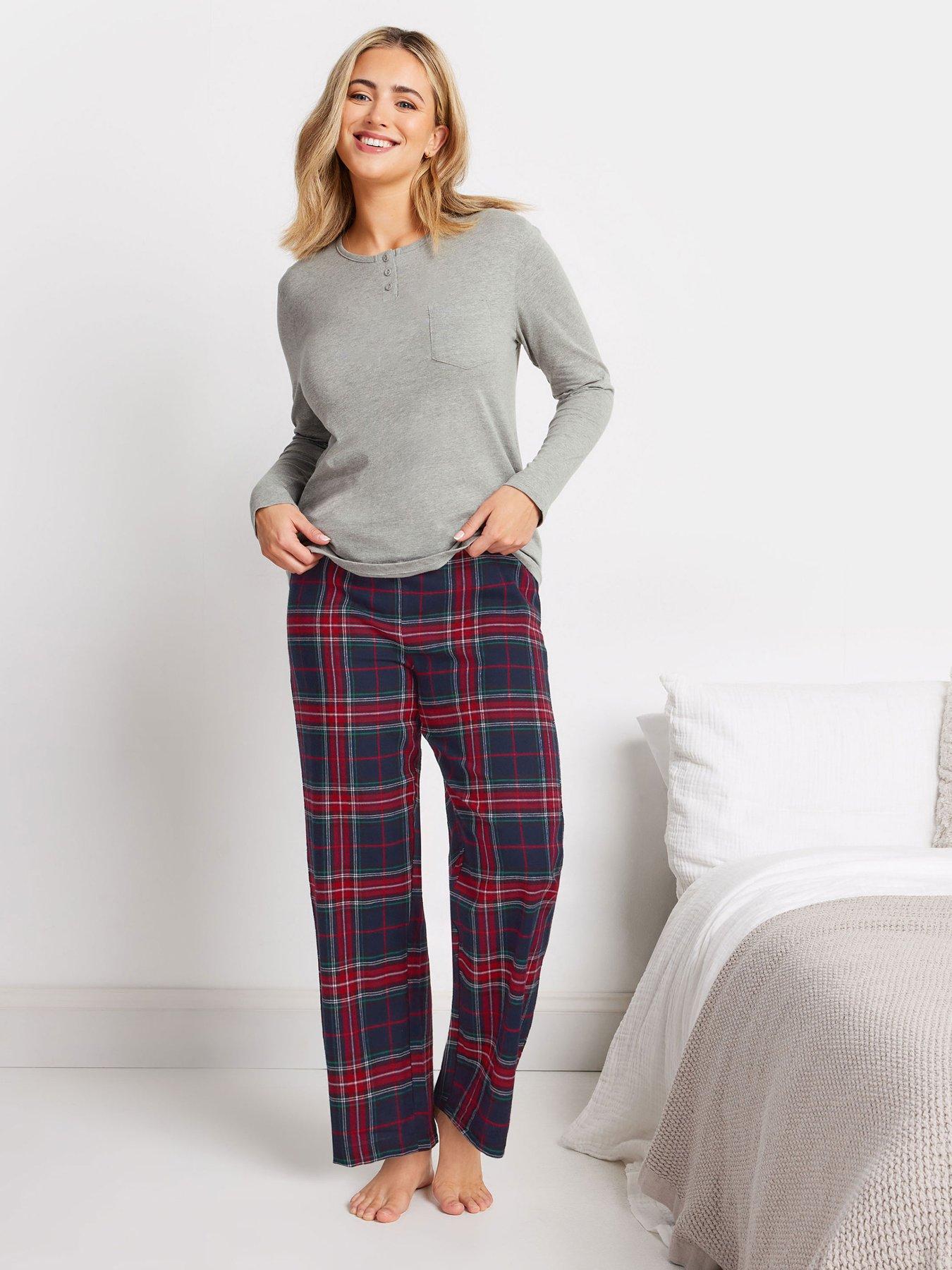 Image of M&Co Jersey Woven Pj Set - Grey