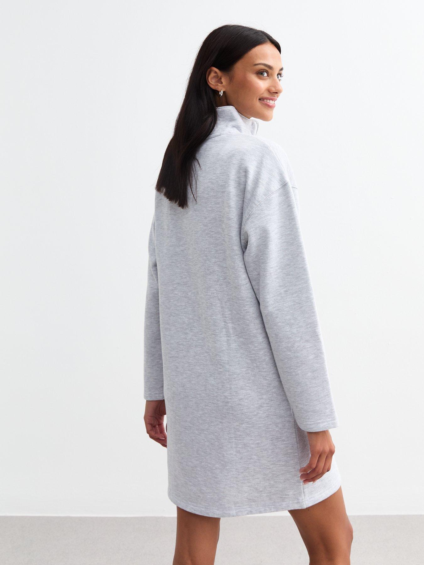 new-look-marl-funnel-neck-half-zip-sweater-mini-dress-greystillFront