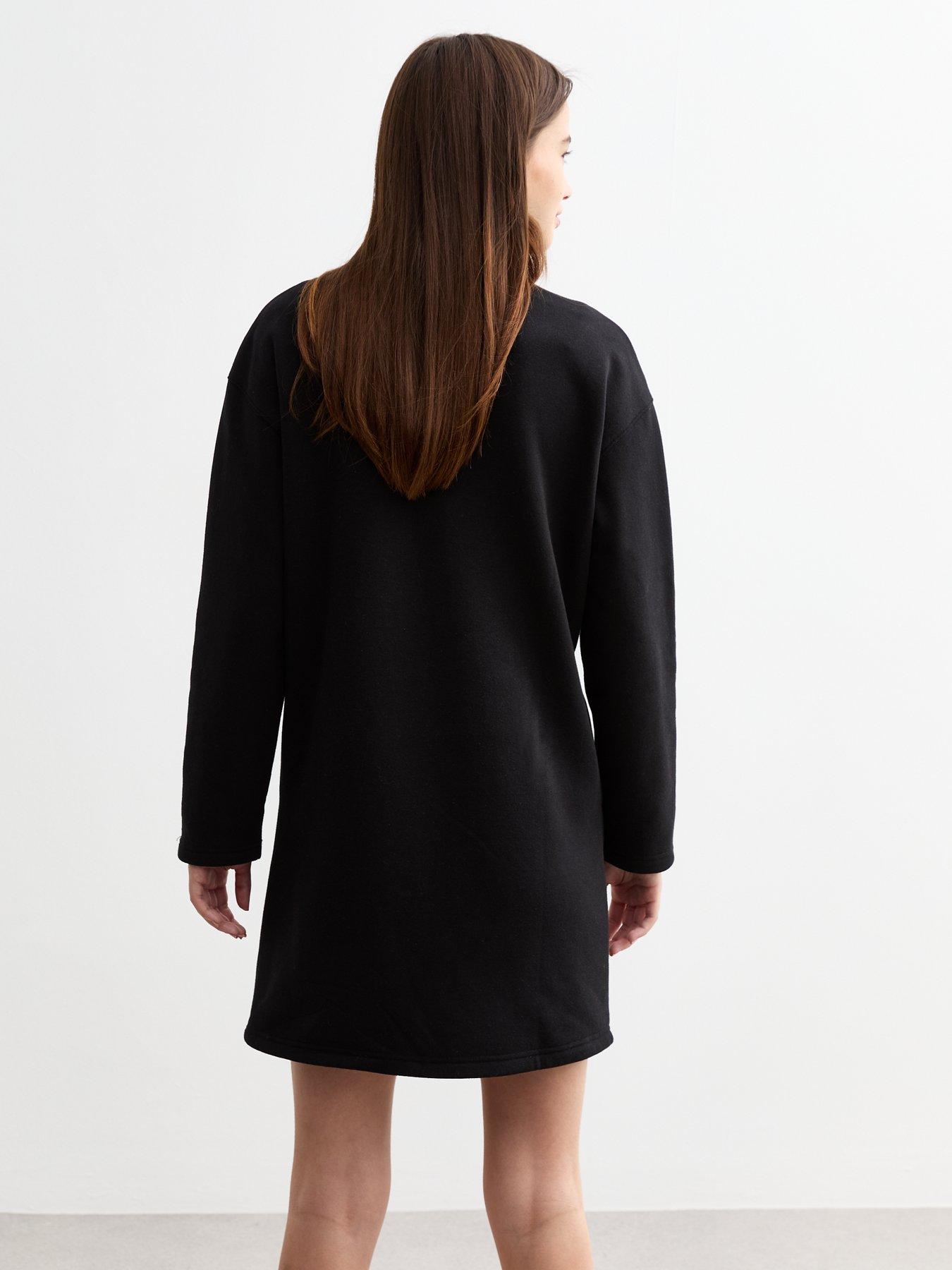 new-look-funnel-neck-half-zip-sweater-mini-dress-blackstillFront