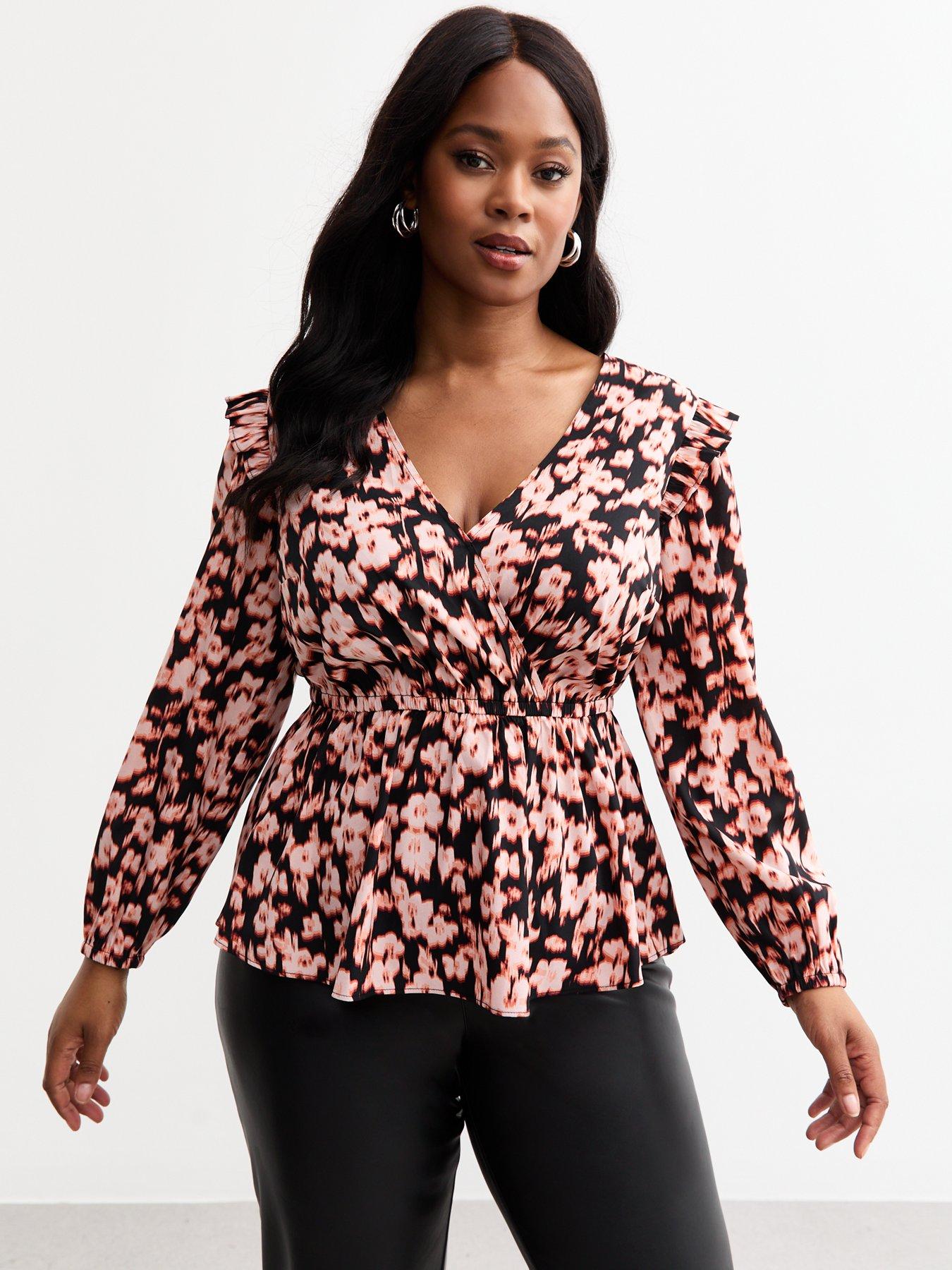 new-look-curve-woven-floral-wrap-top-print