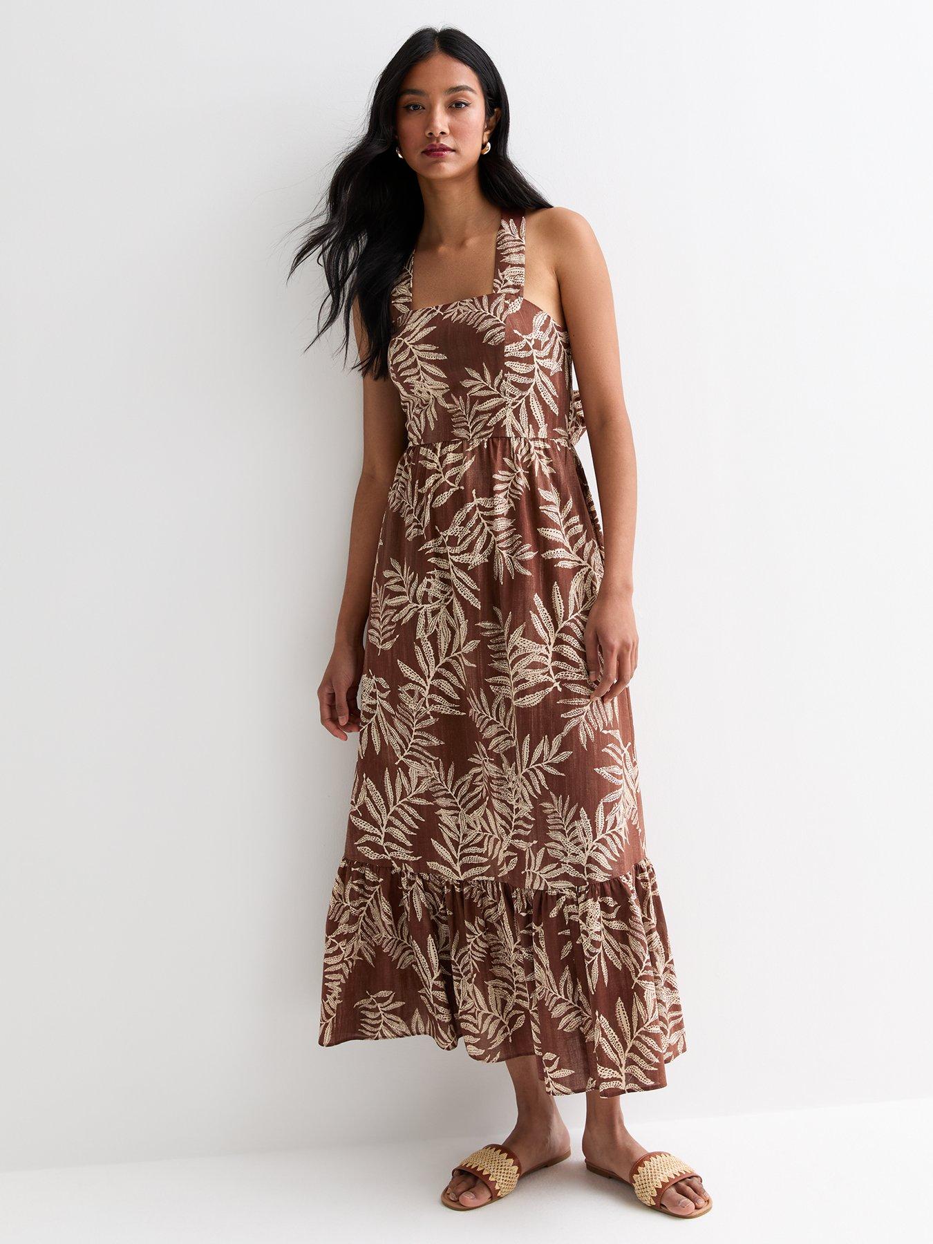 new-look-cotton-leaf-tiered-midi-dress-print