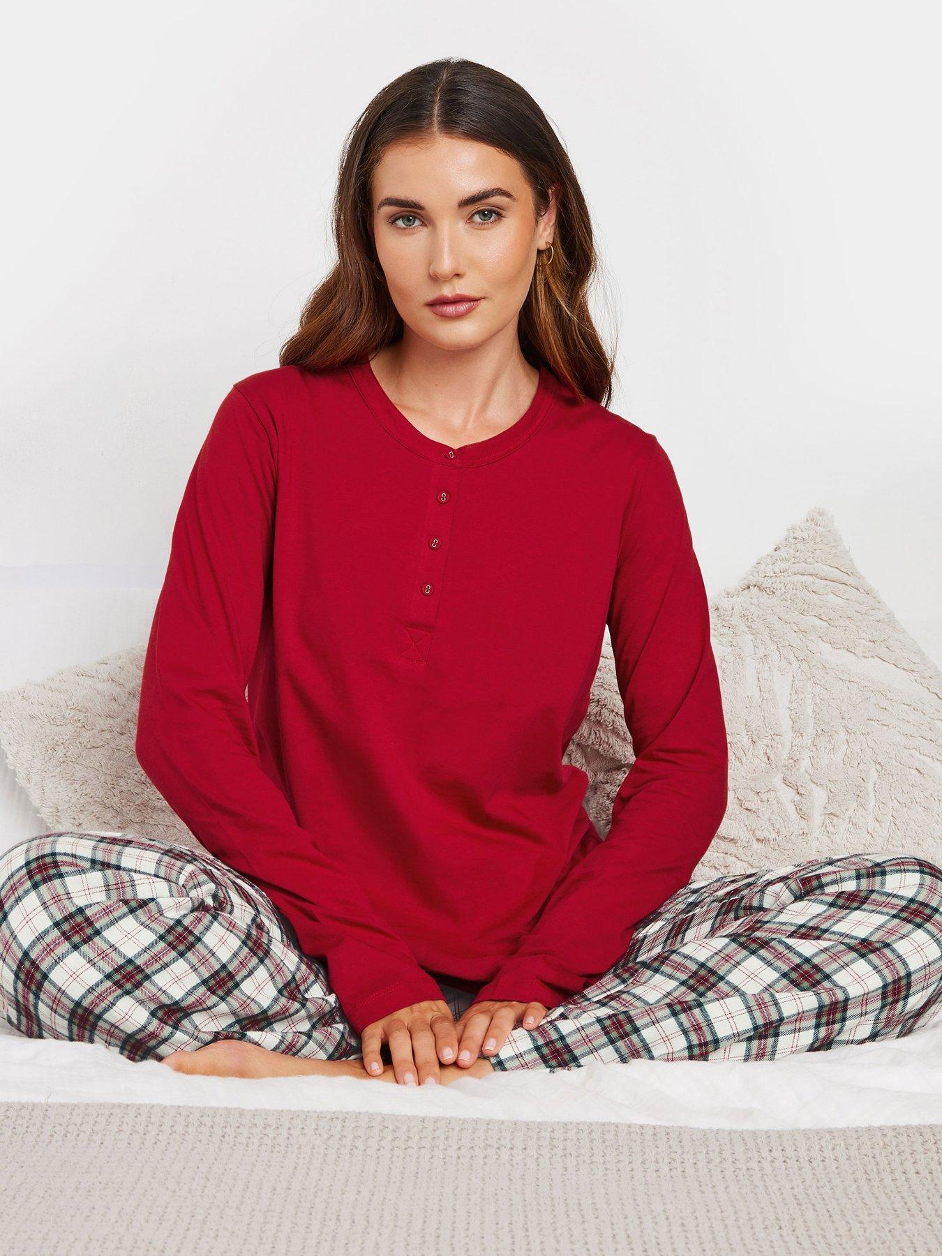 long-tall-sally-tall-long-sleeve-placket-pj-top-red