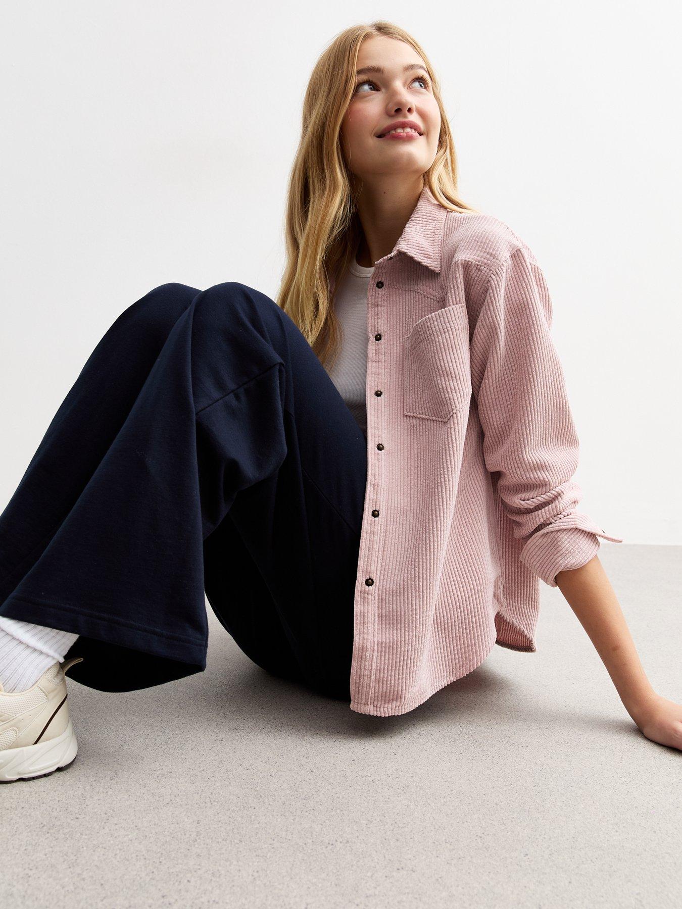 new-look-pink-button-up-corduroy-shirtfront