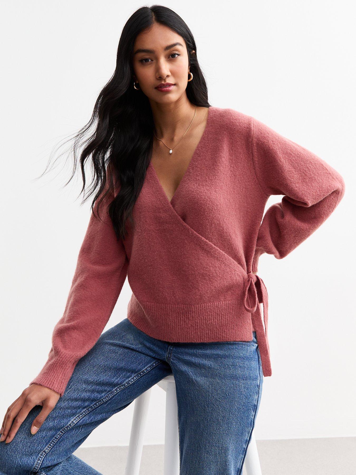 new-look-knit-wrap-jumper-pink