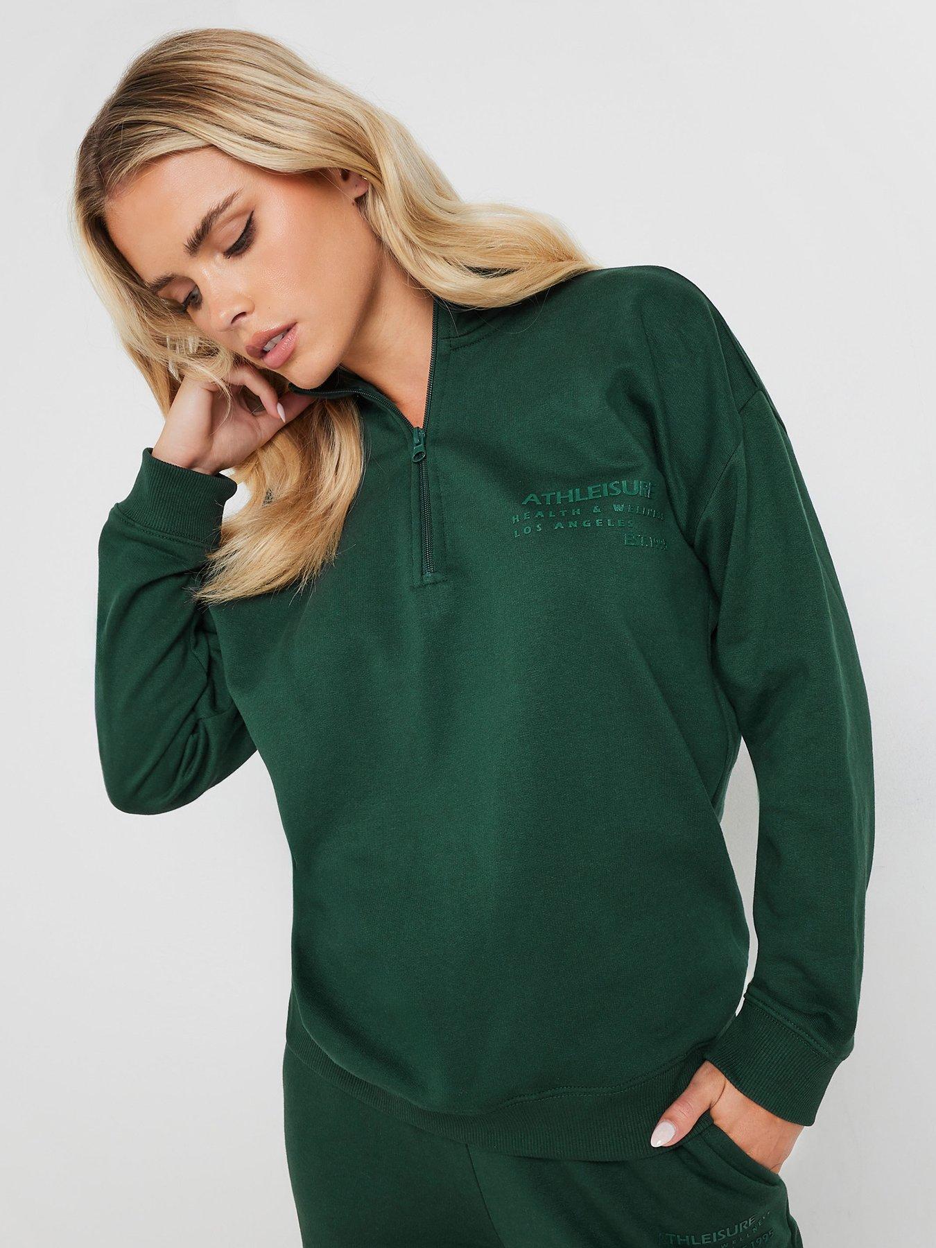 pixiegirl-petite-athleisure-zip-through-sweat-top-green