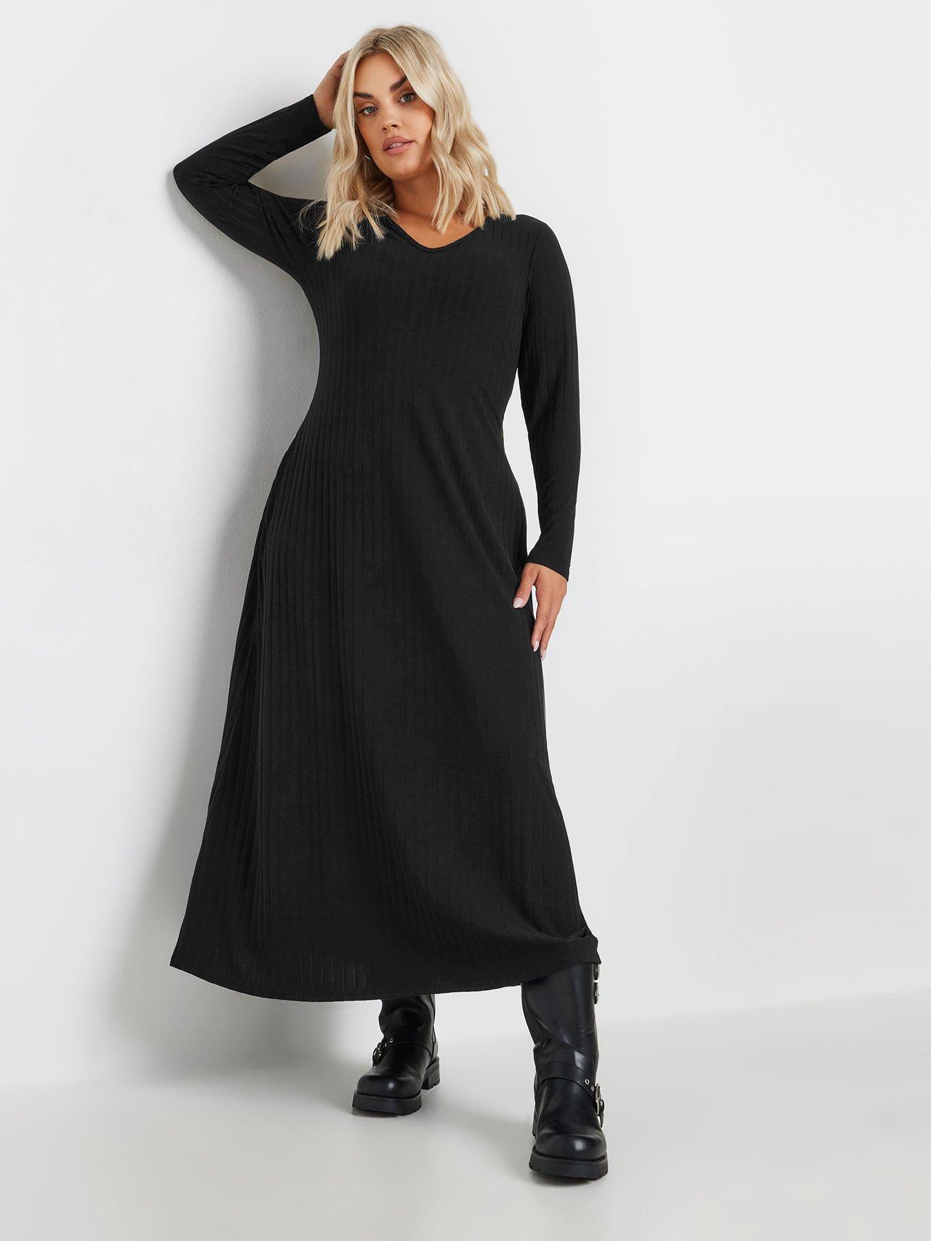 yours-curve-scuba-square-neck-pinafore-dress-blackfront