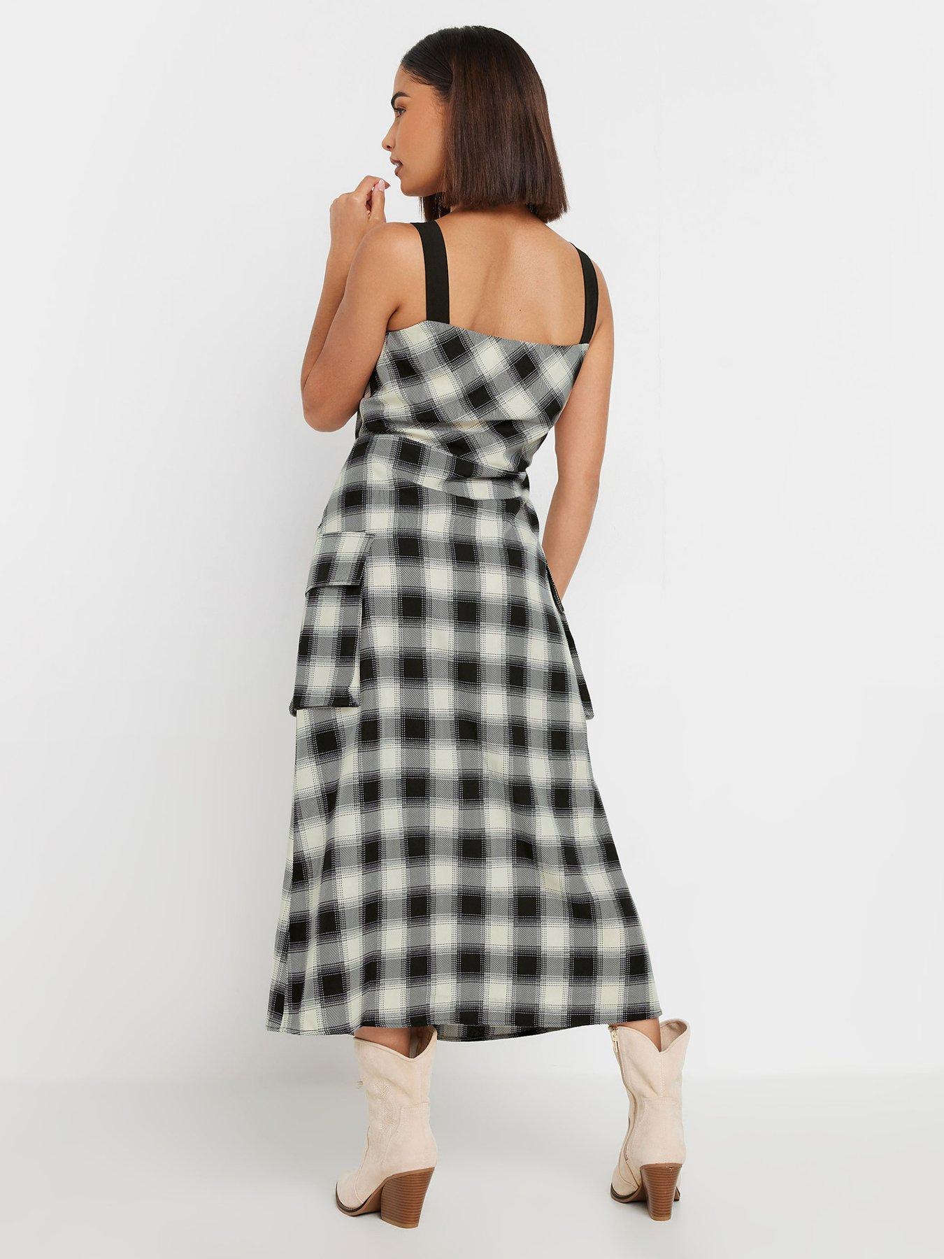 pixiegirl-petite-check-button-through-midi-dress-blackstillFront