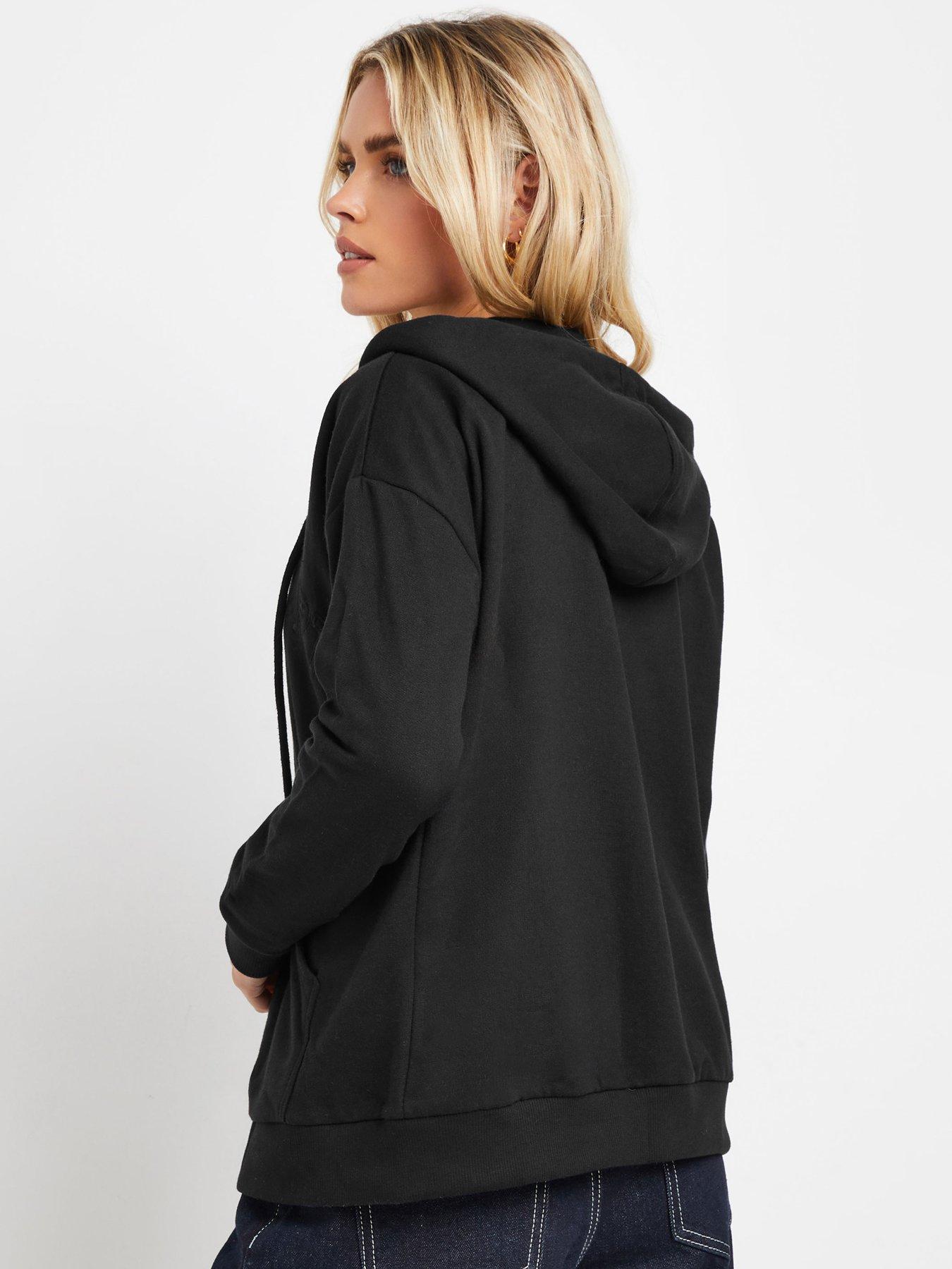 pixiegirl-petite-casual-sport-zip-through-hoodie-blackstillFront