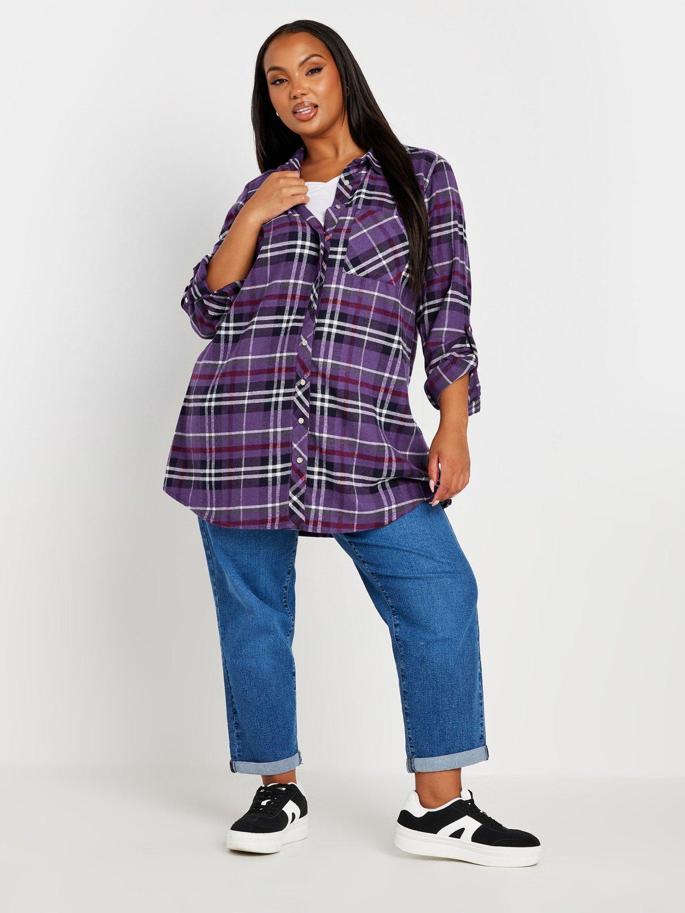 yours-curve-brushed-boyfriend-check-shirt-purpleback