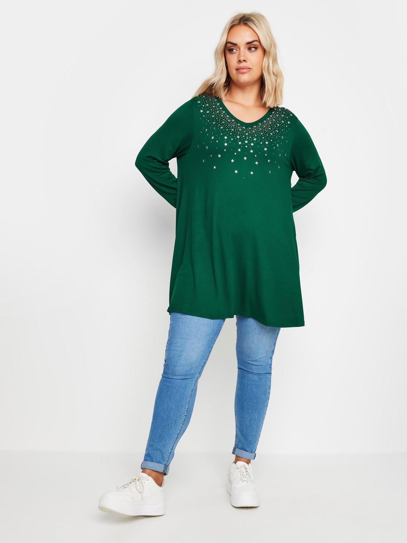 yours-curve-star-stud-embellished-top-greenback