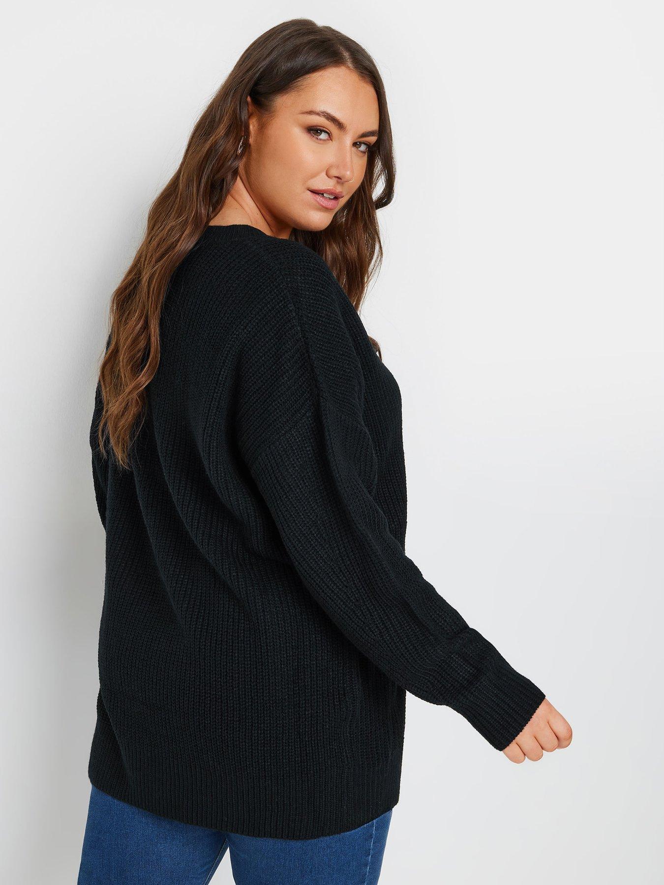 yours-curve-drop-shoulder-v-neck-jumper-blackstillFront