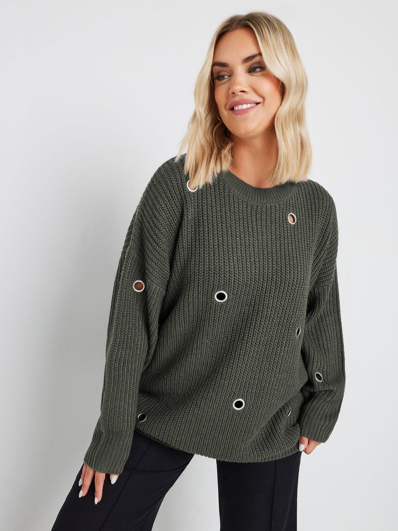 yours-curve-eyelet-jumper-greyoutfit