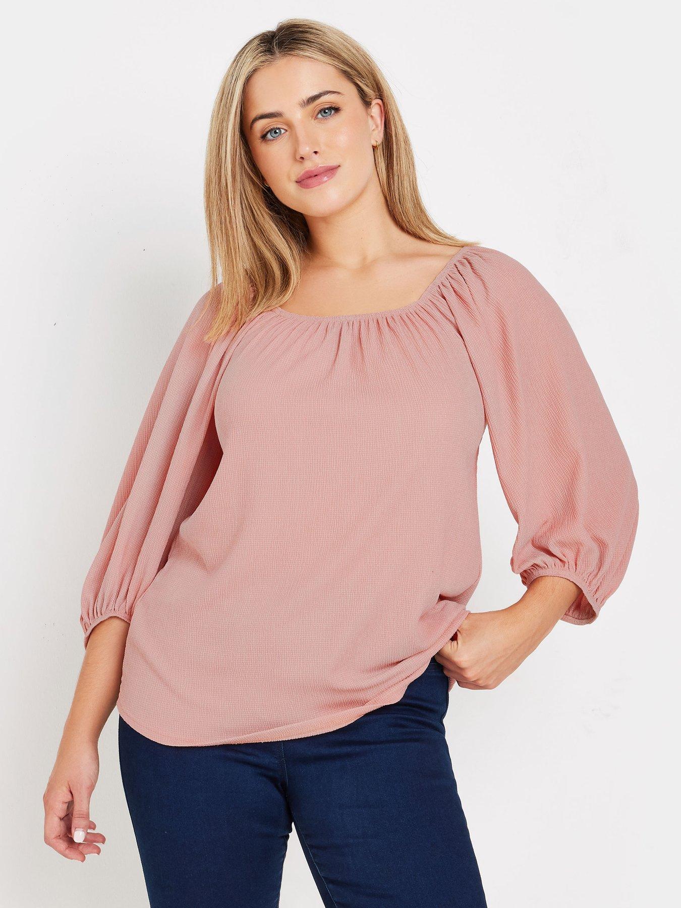Image of M&Co Tree Bark Puff Sleeve Bardot