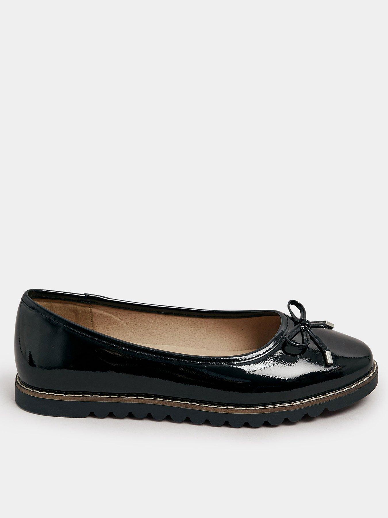 Yours Extra Wide Fit Patent Ballet Pumps - Black
