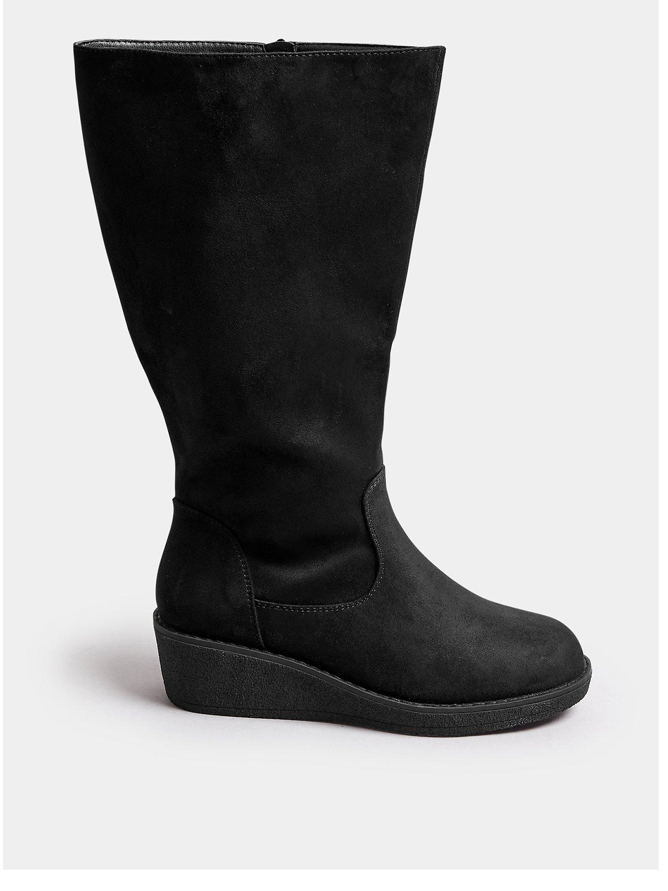 yours-extra-wide-fit-wedge-knee-boot-blackfront