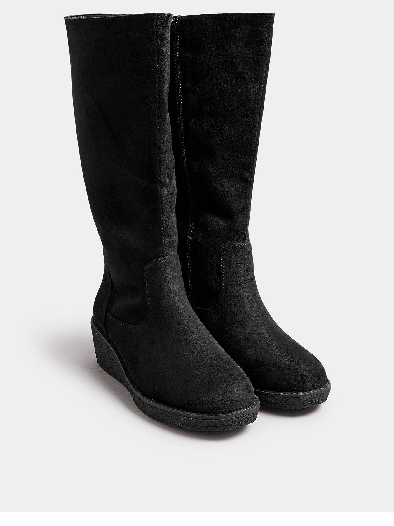 yours-extra-wide-fit-wedge-knee-boot-blackstillFront