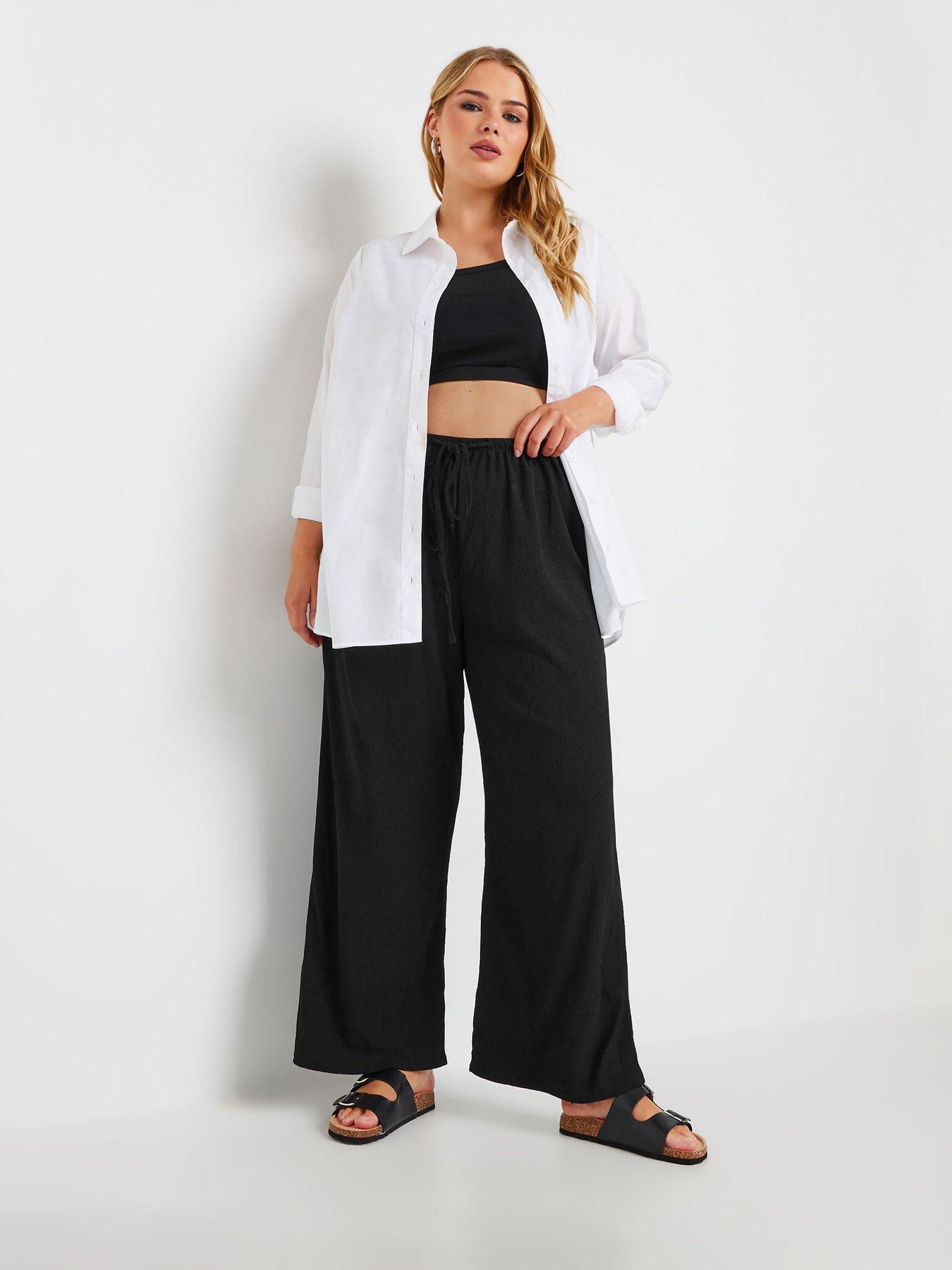 yours-curve-textured-tie-waist-wide-leg-trouser-blackback