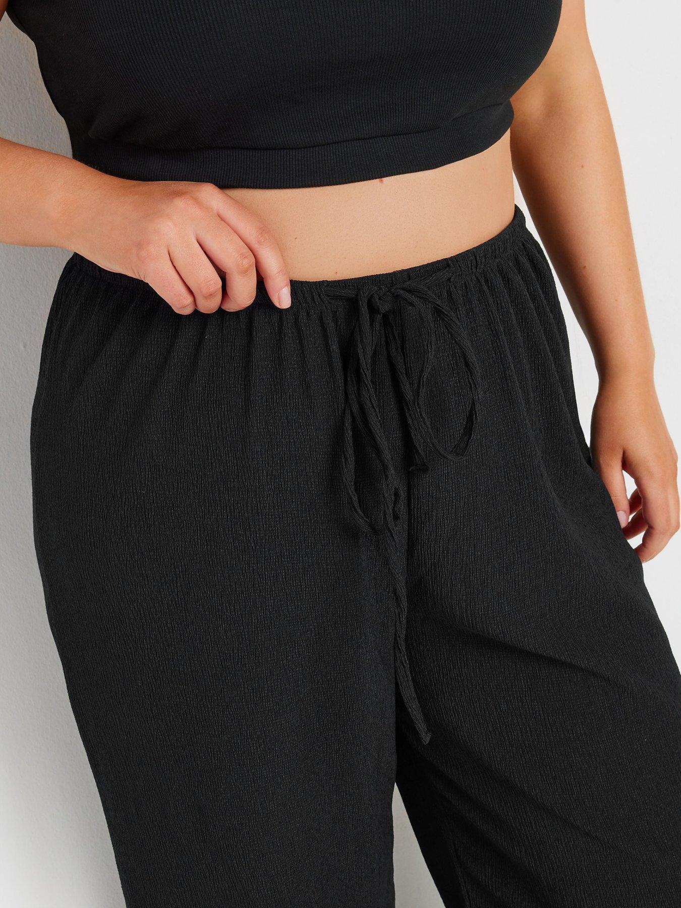 yours-curve-textured-tie-waist-wide-leg-trouser-blackoutfit