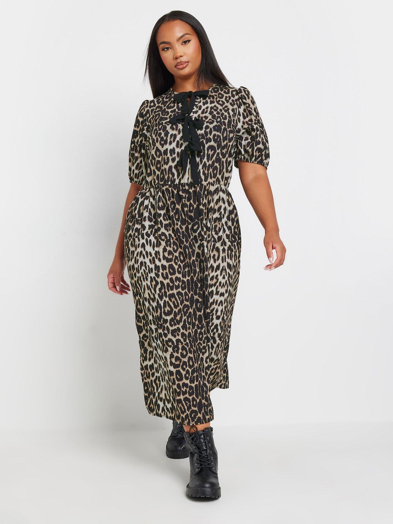 Image of Yours Curve Woven Leopard Bow Dress
