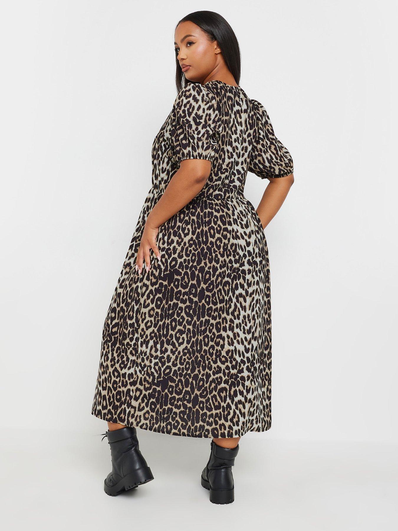 yours-curve-woven-leopard-bow-dressstillFront