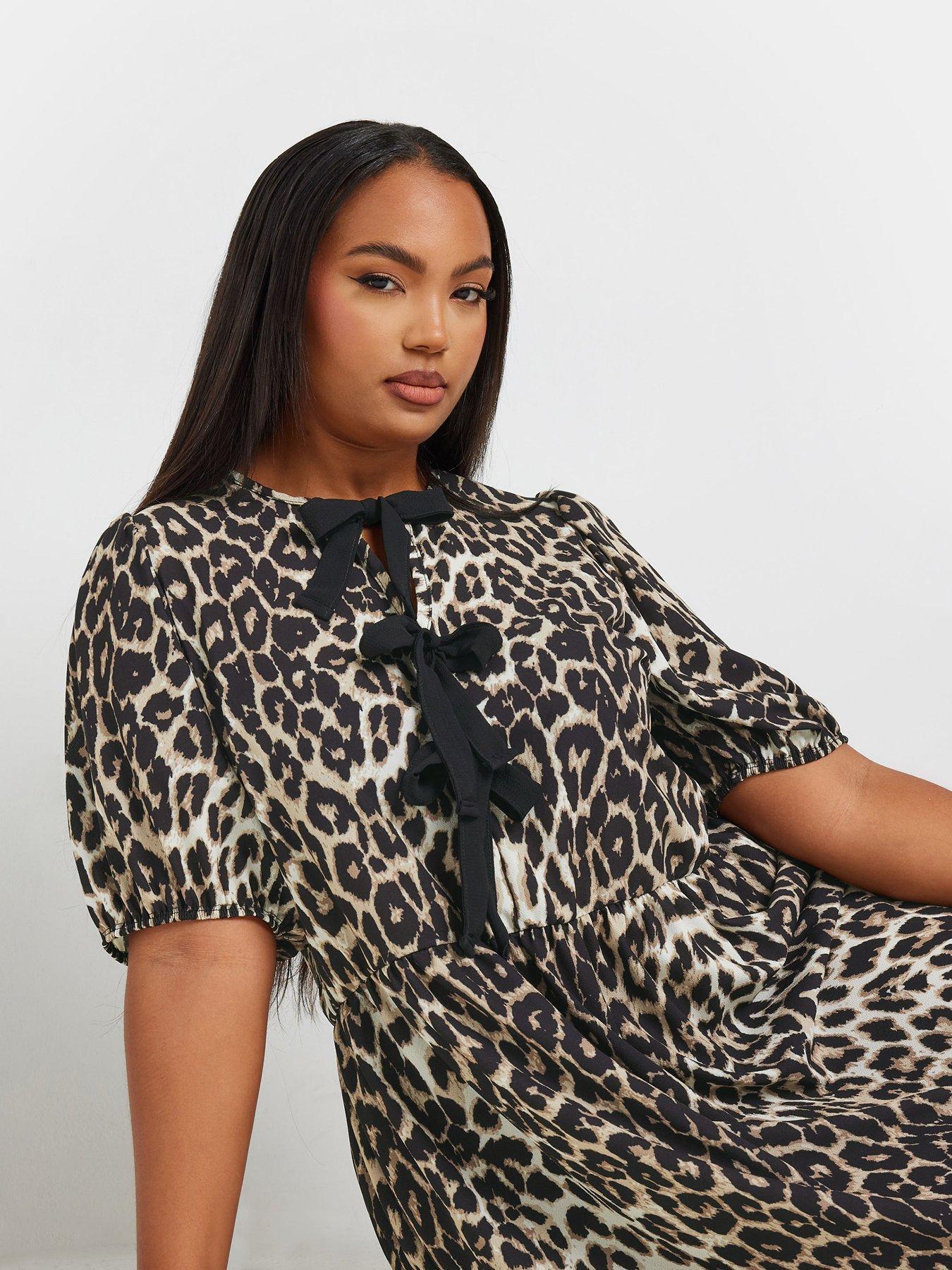 yours-curve-woven-leopard-bow-dressoutfit