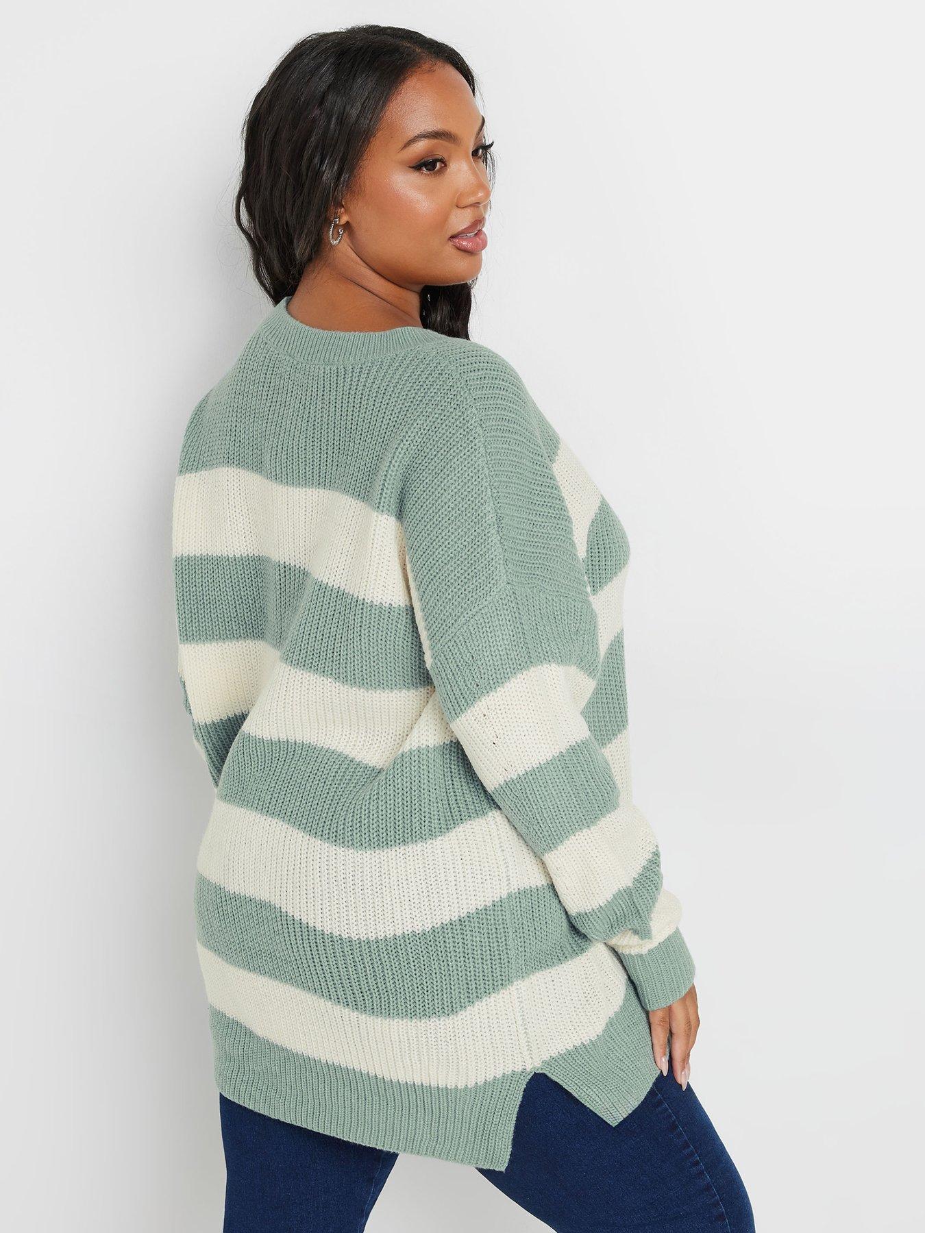 yours-curve-striped-drop-shoulder-jumper-bluestillFront