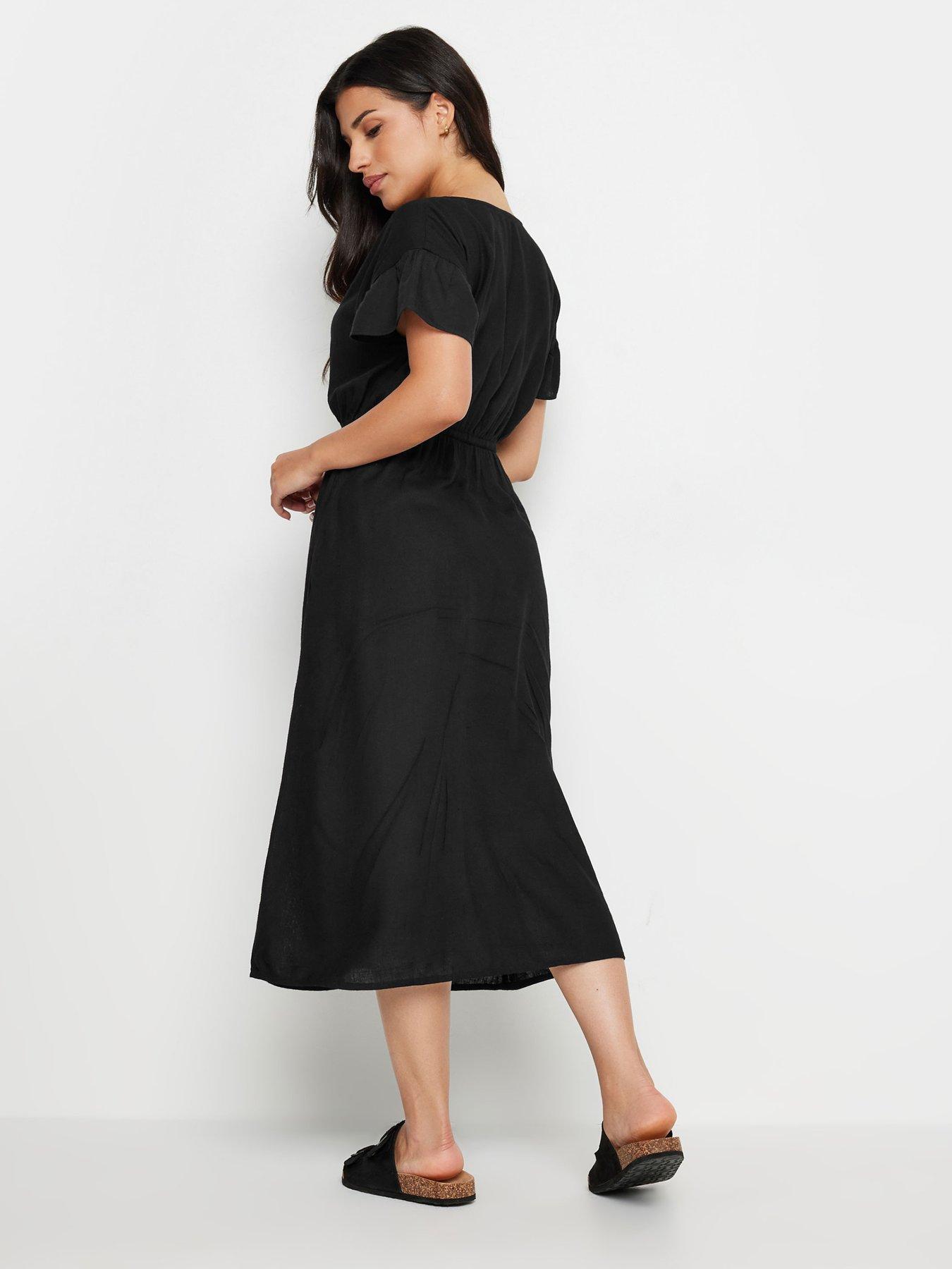 pixiegirl-petite-frill-sleeve-tie-maxi-dress-blackstillFront