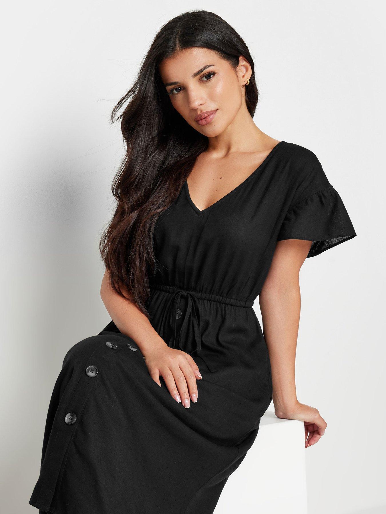 pixiegirl-petite-frill-sleeve-tie-maxi-dress-blackoutfit