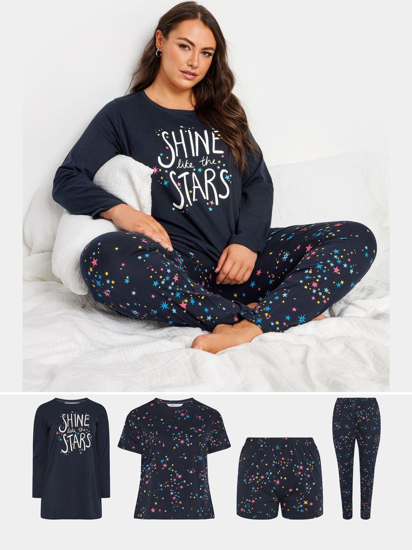 yours-curve-4-pack-multicolour-stars-long-sleeve-pj-set-blue