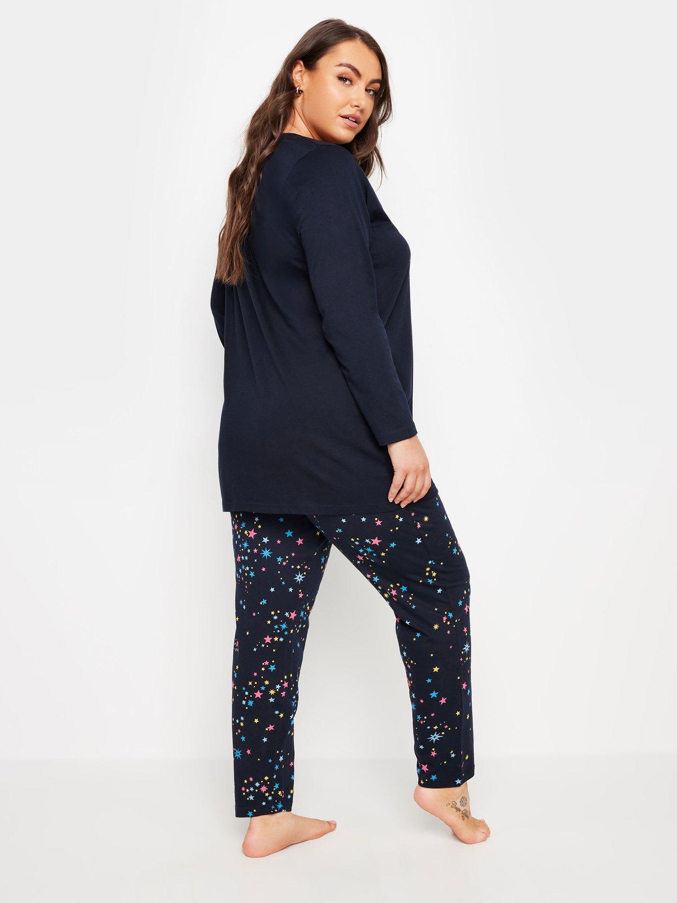 yours-curve-4-pack-multicolour-stars-long-sleeve-pj-set-bluestillFront