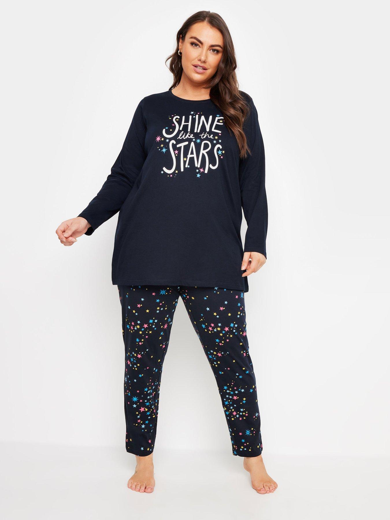 yours-curve-4-pack-multicolour-stars-long-sleeve-pj-set-blueback