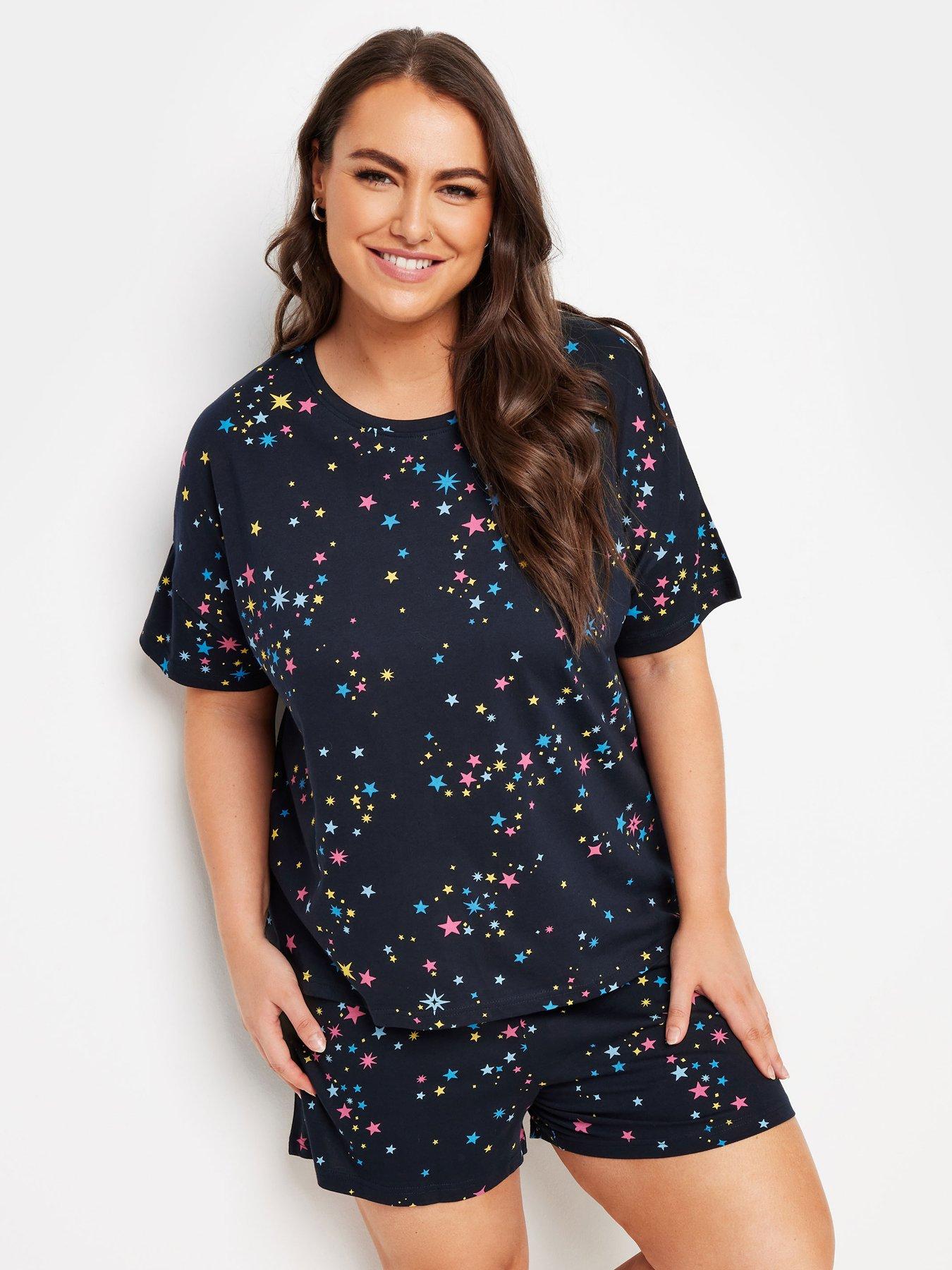 yours-curve-4-pack-multicolour-stars-long-sleeve-pj-set-blueoutfit