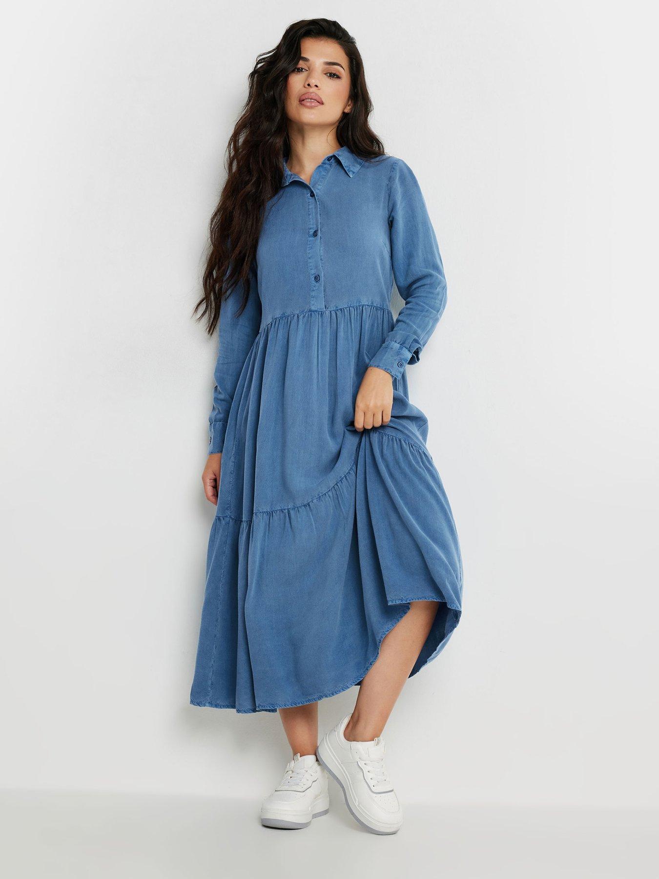 pixiegirl-petite-acid-wash-button-smock-dress