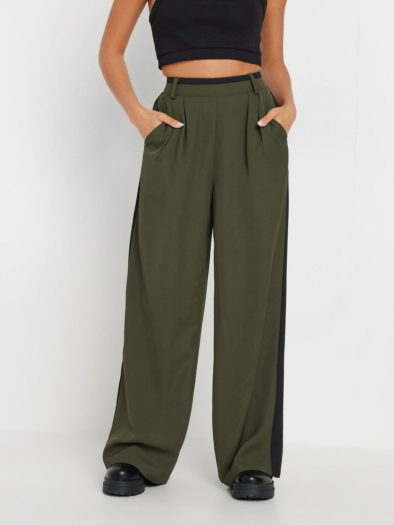 pixiegirl-petite-side-stripe-contrast-wide-leg-trousers-green