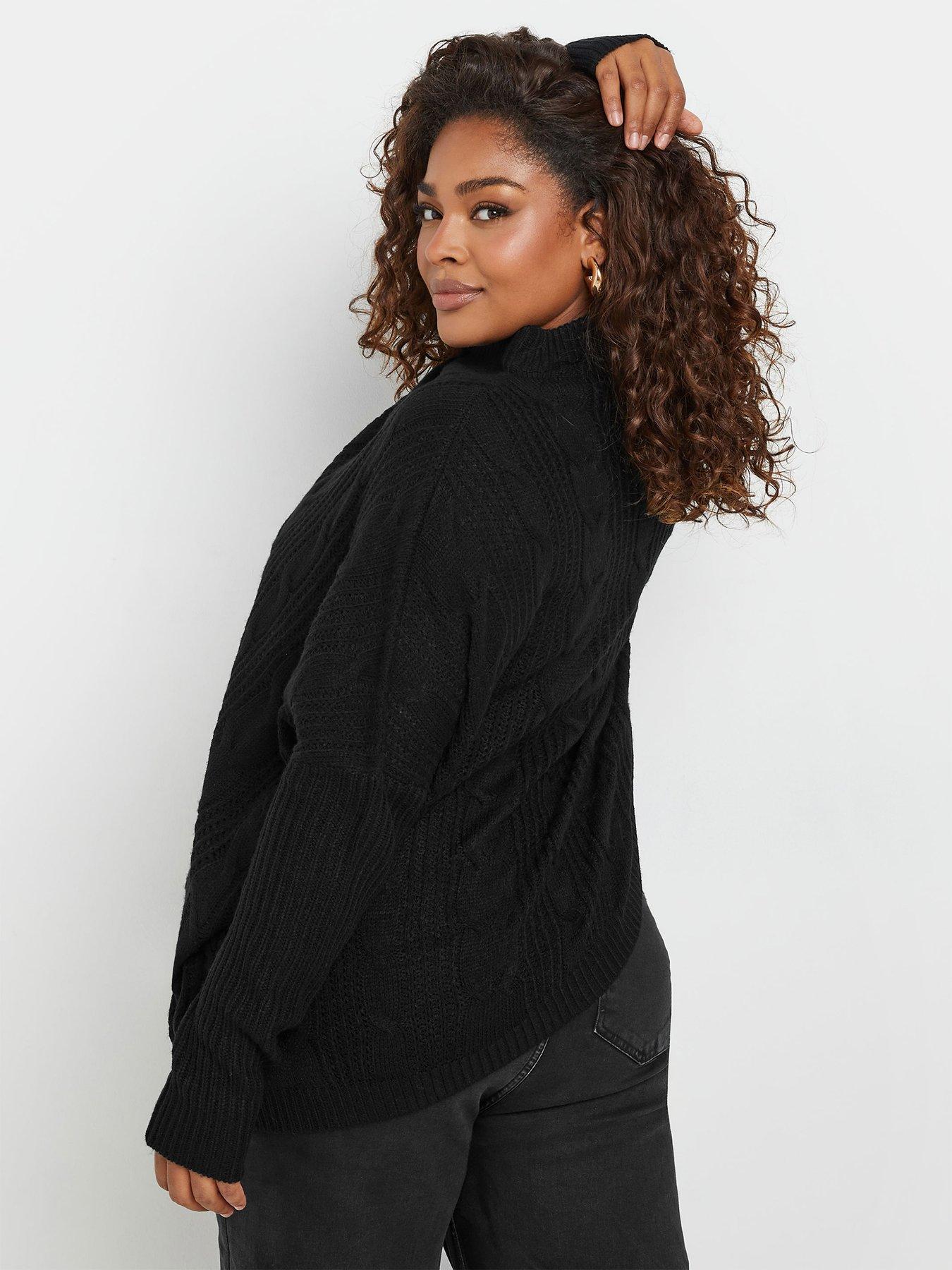 yours-curve-oversized-cable-knit-jumper-blackstillFront