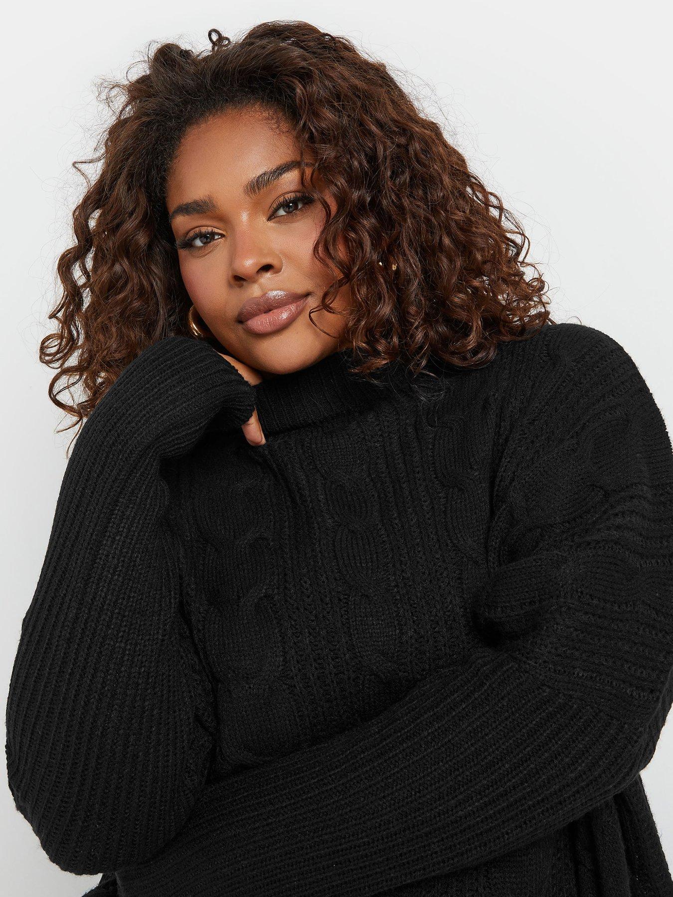 yours-curve-oversized-cable-knit-jumper-blackoutfit