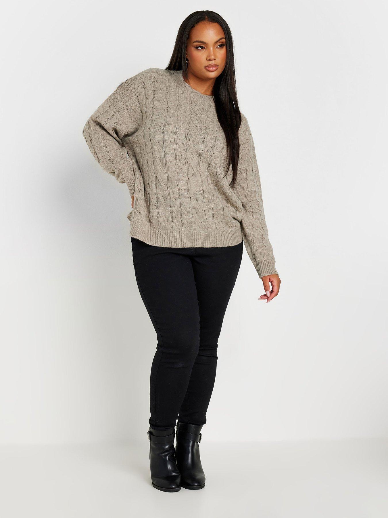 yours-curve-cable-knit-jumper-greenback