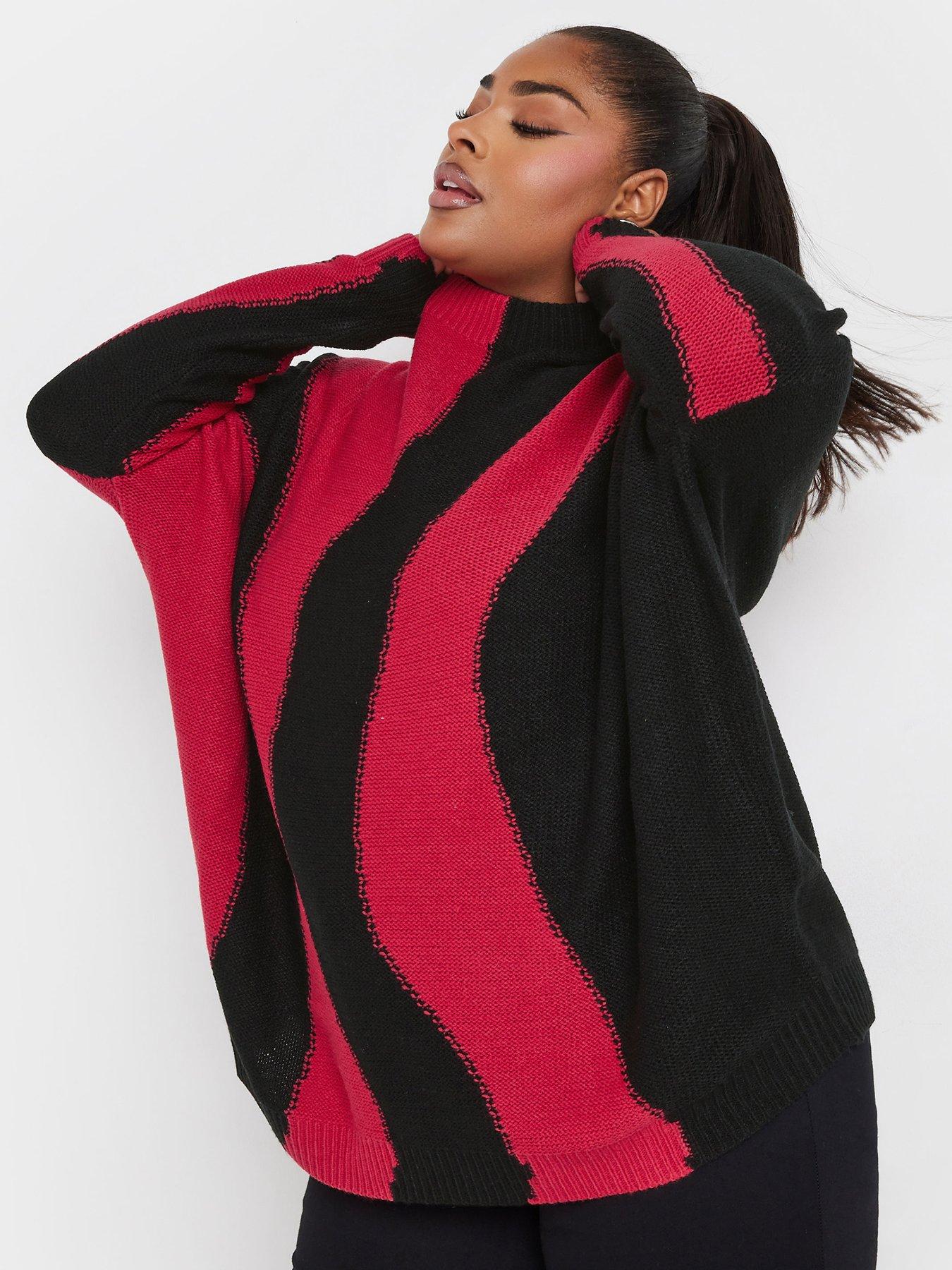 yours-curve-oversized-colourblock-swirl-jumper