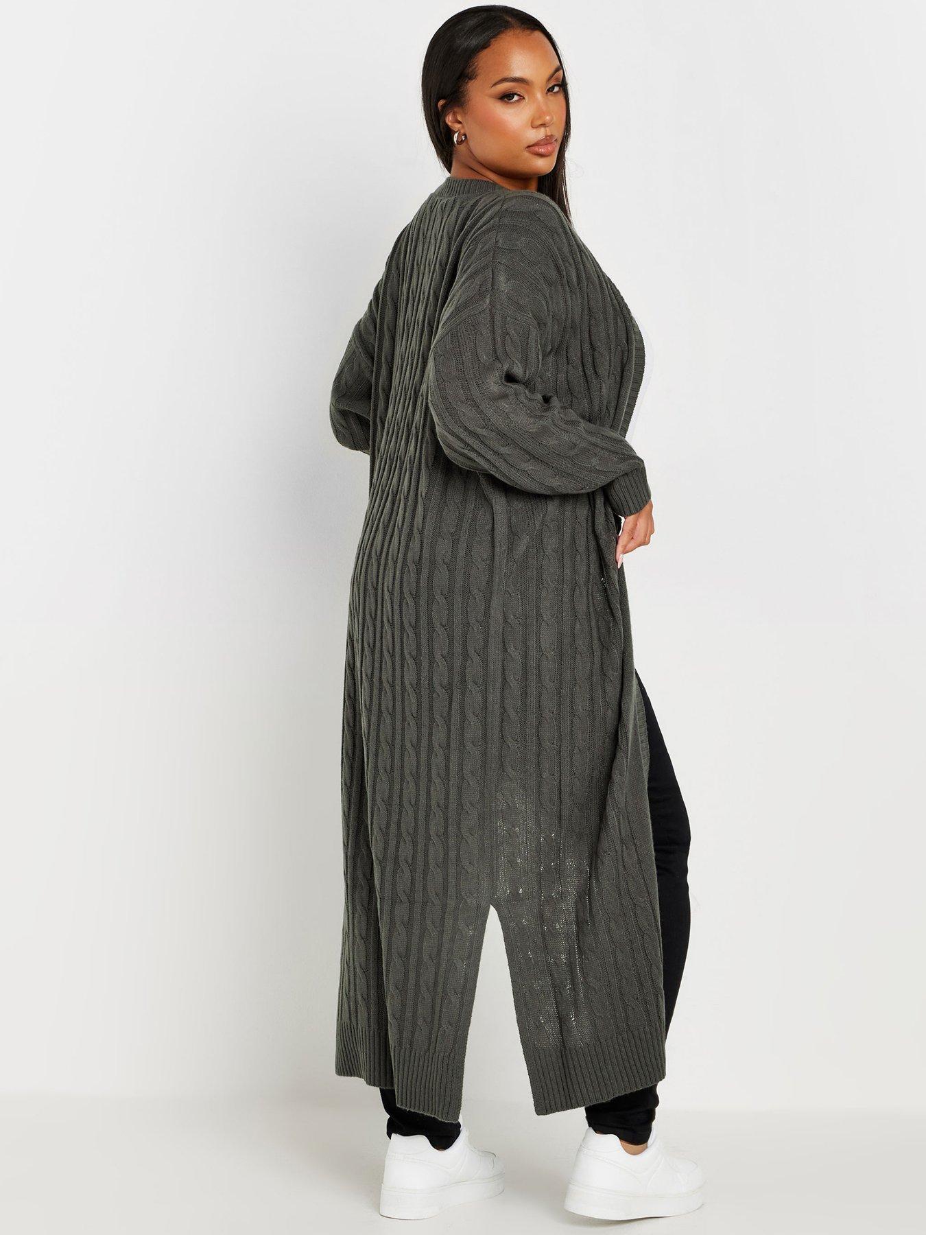 yours-curve-maxi-cable-knit-cardigan-greystillFront