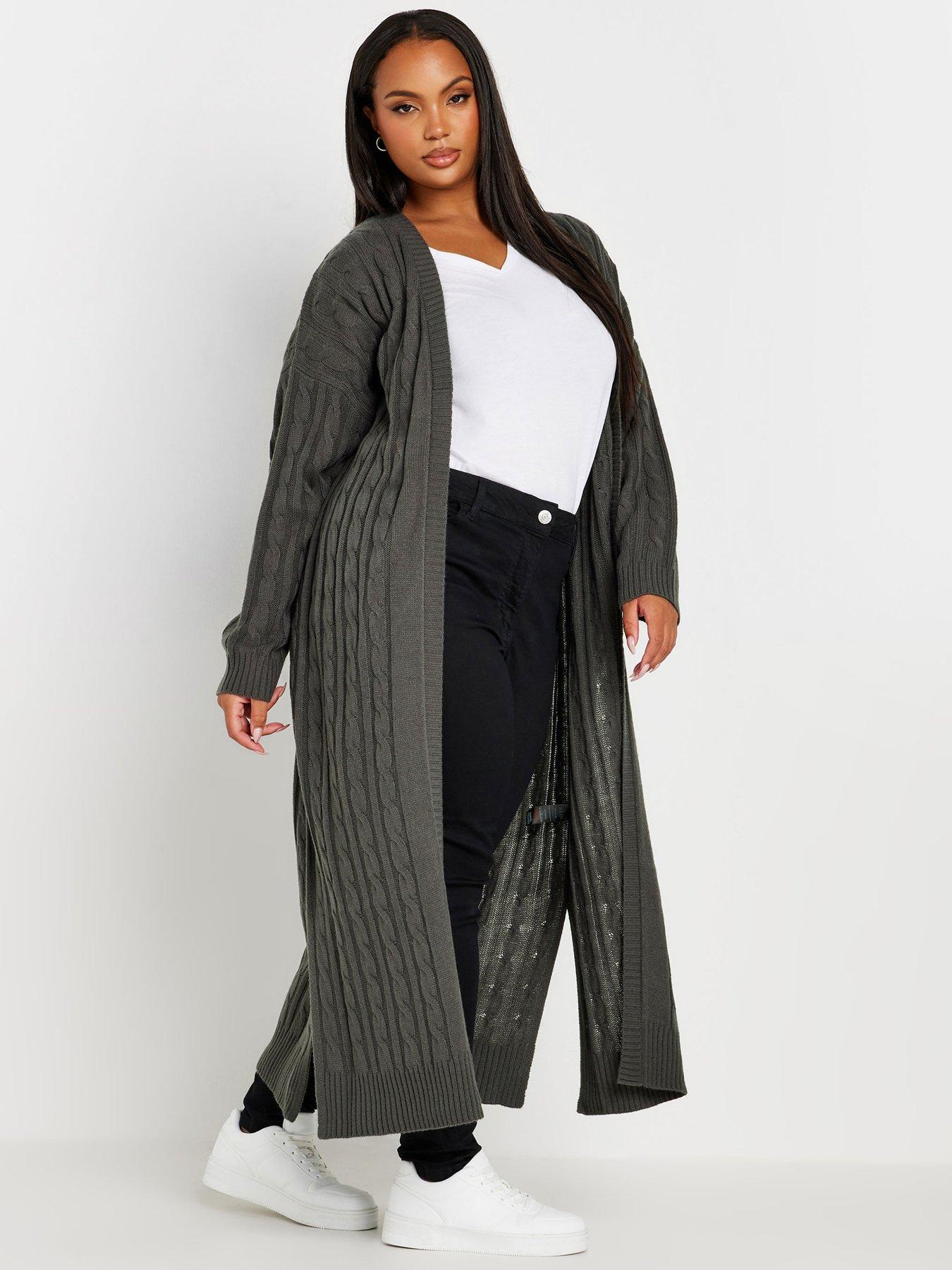 yours-curve-maxi-cable-knit-cardigan-greyback